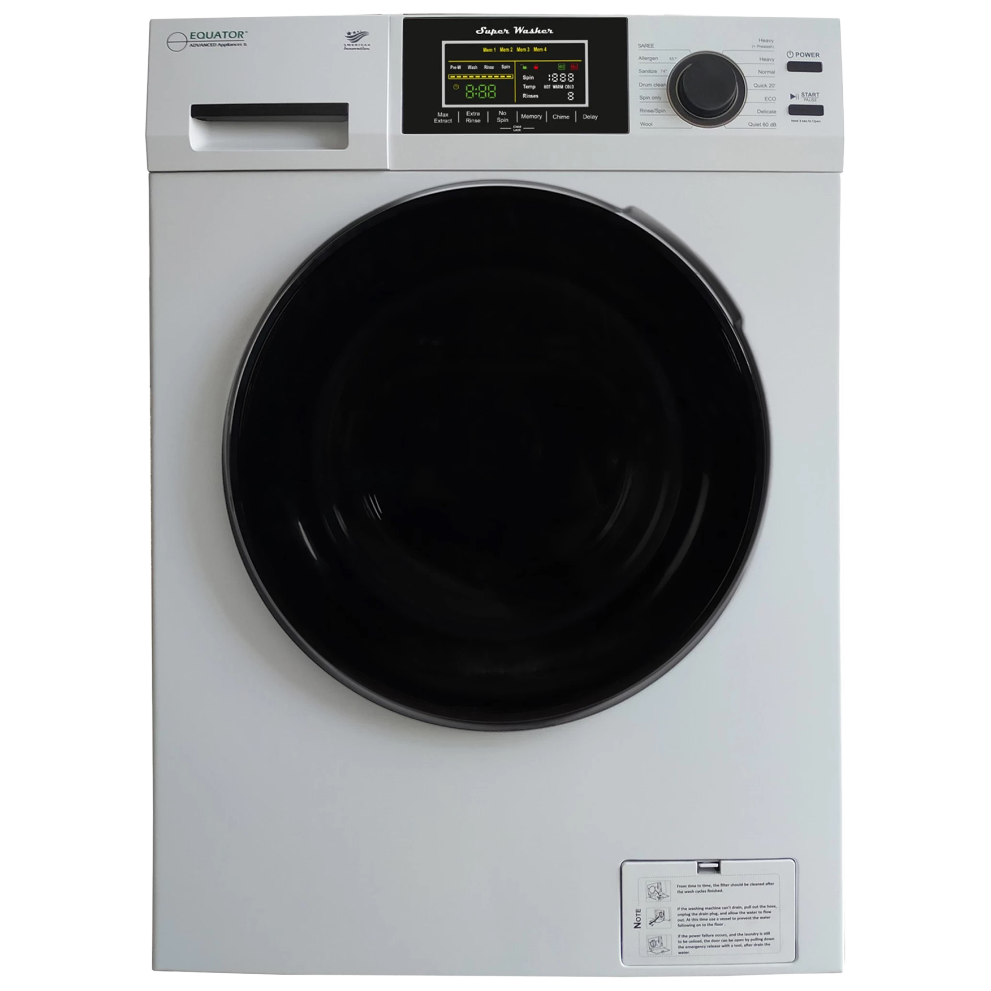 Equator 10.2 kg Fully Automatic Front Load Washing Machine (EW830, In-built Heater, White)_1