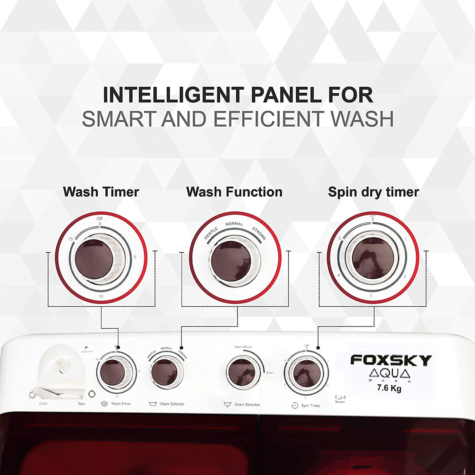 Foxsky 7.6 Kg 5 Star Semi Automatic Washing Machine with 3D Scrub Technology (Aqua Wash, Maroon)_4