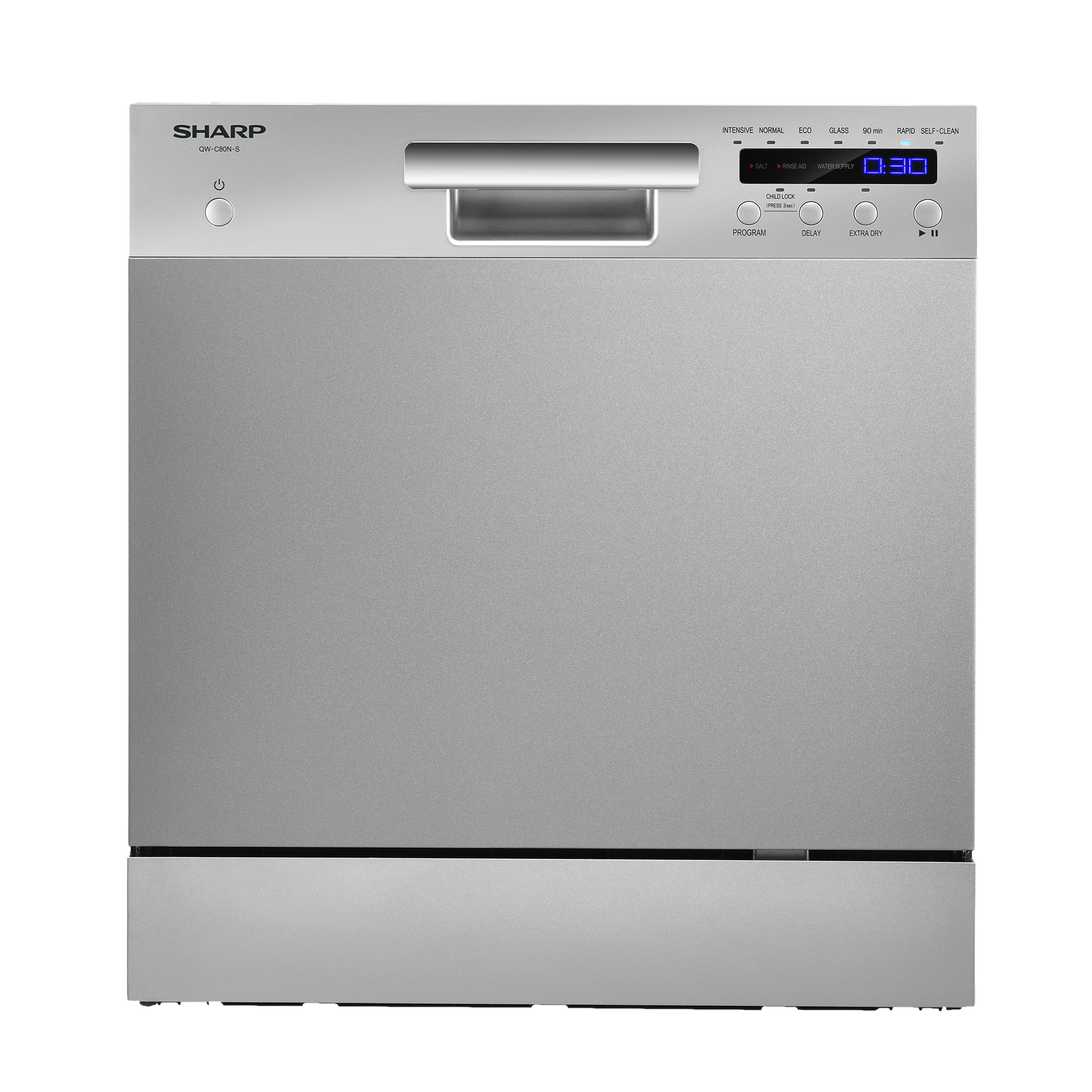 SHARP 8 Place Setting Counter Top Dishwasher (Delay Function, QW-C80N-S, White)_1