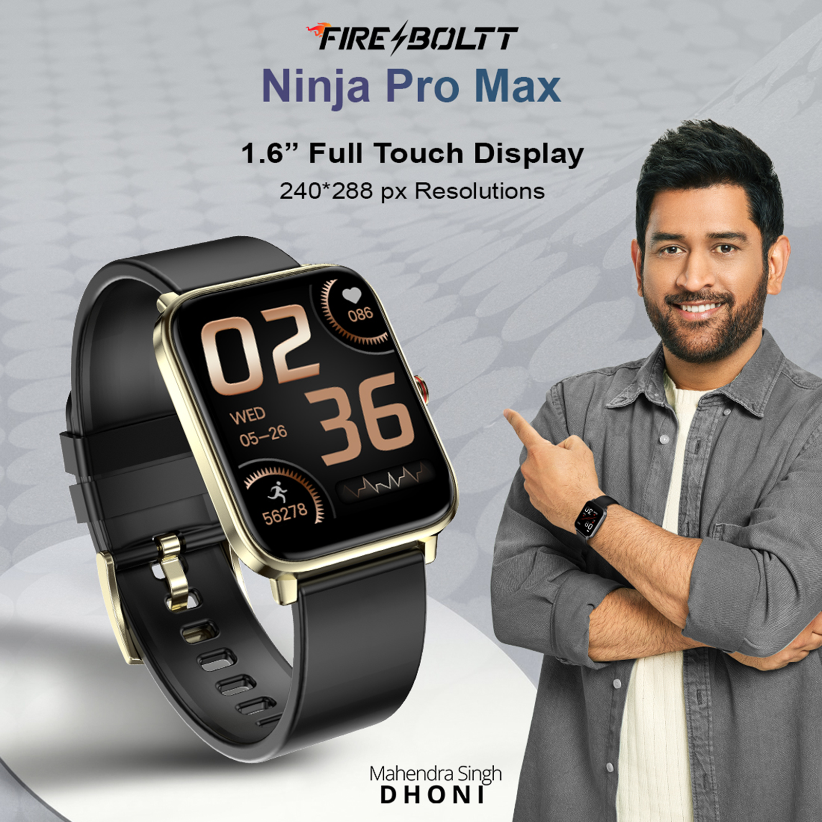 Fire-Boltt Ninja Pro Max BSW026 Smartwatch with Camera & Music Control (40mm LCD Display, IP68 Water Resistant, Black Strap)_3