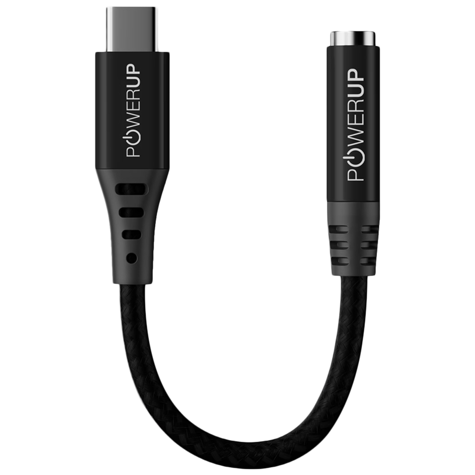 PowerUp 0.12 Meter USB 3.0 Type-C to 3.5mm Stereo Audio Aux Cable (PUP-TCTA-12BK, Black)_1