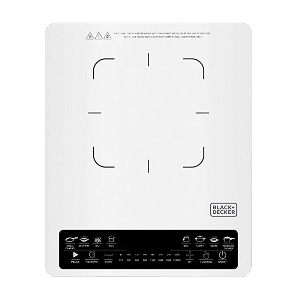 Black & Decker 1 Burner 2100 Watts Induction Cooktops (Automatic Shut Off, B+D - BXIC0101IN, White)_1