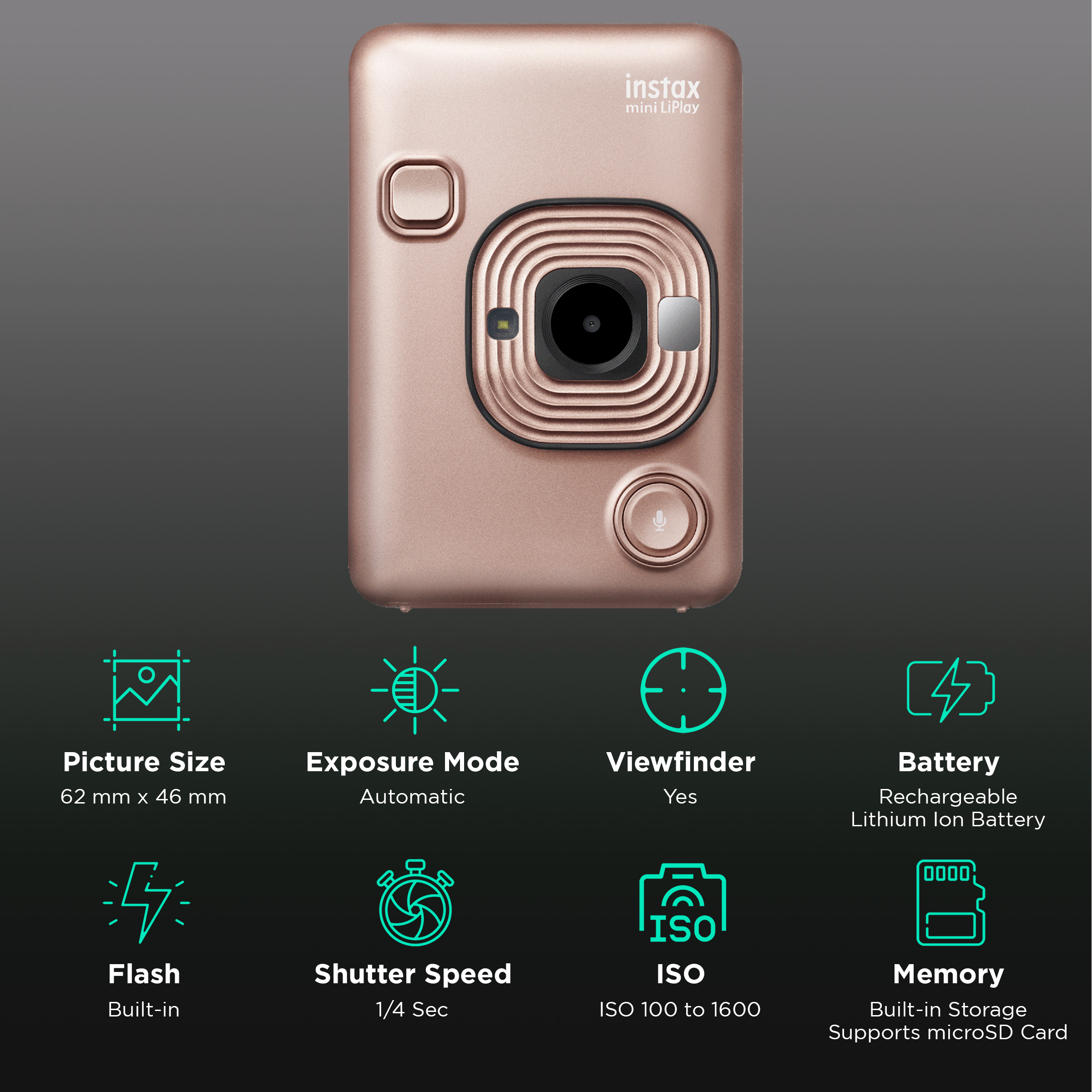Buy FUJIFILM Instax Mini LiPlay Plus Instant Camera with 10 Instant Films  (Blush Gold) Online – Croma