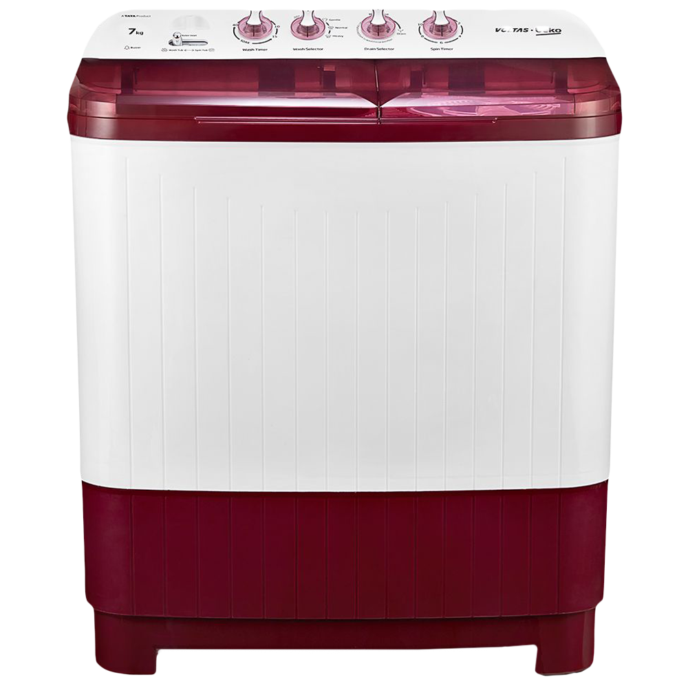 Voltas Beko 7 kg 5 Star Semi Automatic Washing Machine with IPX4 Control Panel (WTT70DBRT, Burgundy)