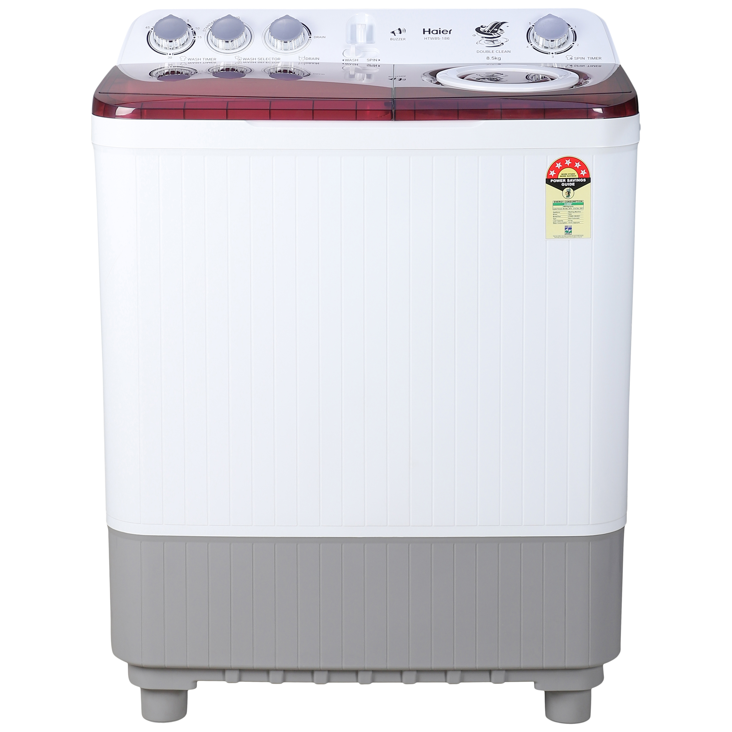 Haier 8.5 kg 5 Star Semi Automatic Washing Machine with 4D Magic Filter (HTW85-186S, Titanium Grey)_1