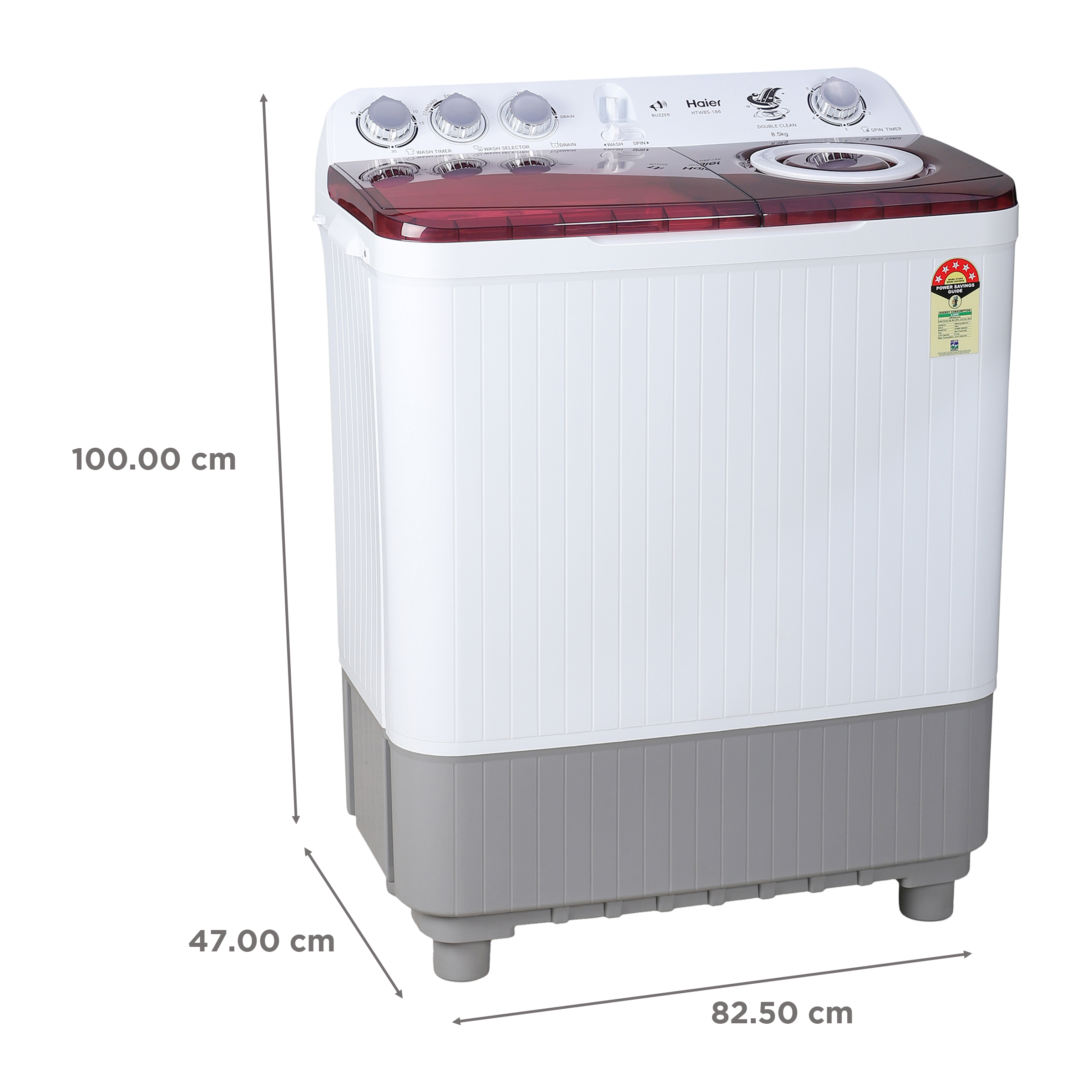 Haier 8.5 kg 5 Star Semi Automatic Washing Machine with 4D Magic Filter (HTW85-186S, Titanium Grey)_3
