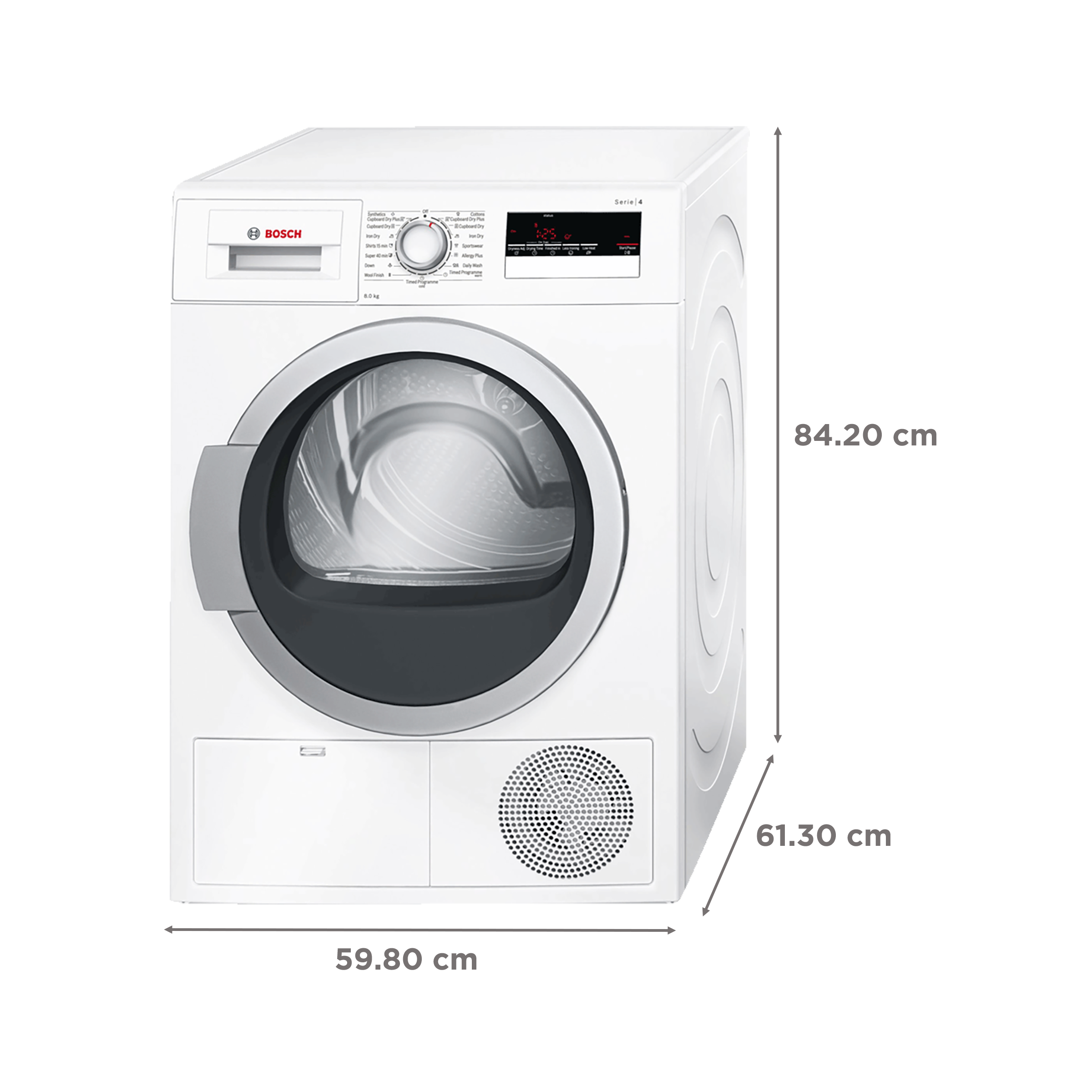 Bosch 8 kg Fully Automatic Front Load Dryer (Series 4, WTB86202IN, In-Built Heater, White)_3