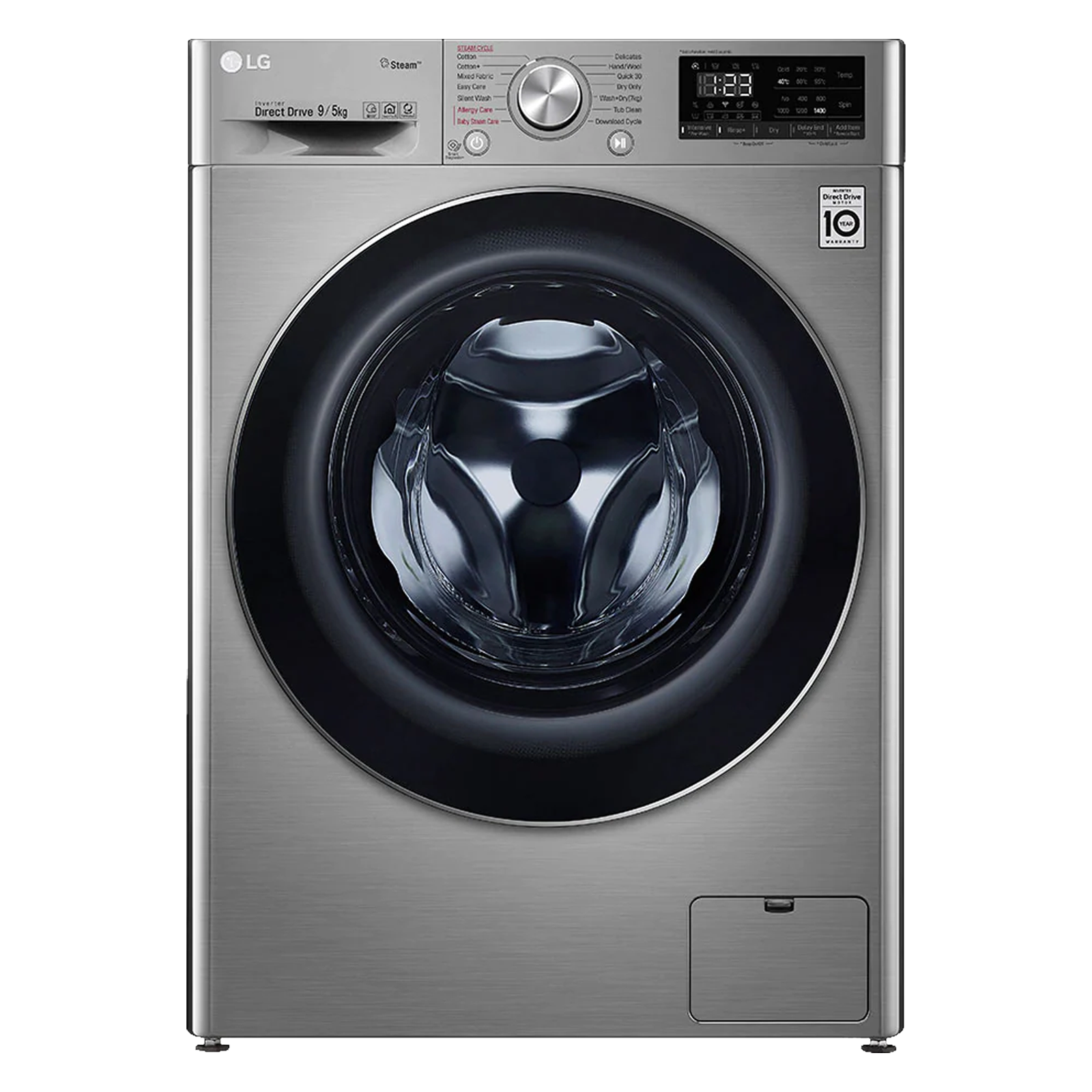 LG 9/5 kg 5 Star Inverter Fully Automatic Front Load Washer Dryer (FHD0905SWS.ASSQEIL, Steam Wash Technology, Silver)_1