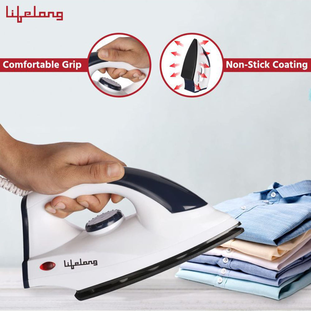 Buy Lifelong 1000 Watts Dry Iron (Non Stick Soleplate, LLDI10, Blue) Online  - Croma