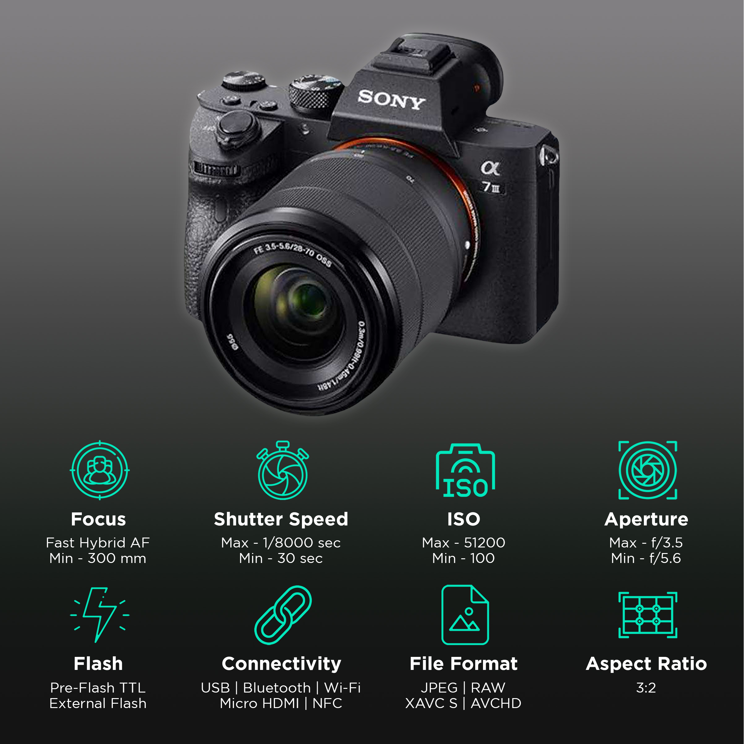 SONY Alpha 7 III 24.2MP Full Frame Camera (28-70 mm Lens, 35.6 x 23.8 mm Sensor, Tiltable LCD Screen)_3