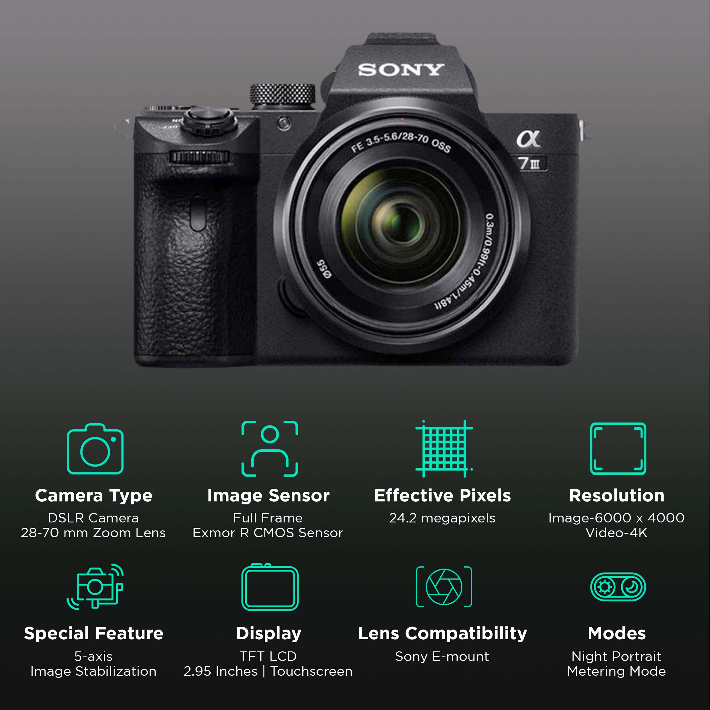 SONY Alpha 7 III 24.2MP Full Frame Camera (28-70 mm Lens, 35.6 x 23.8 mm Sensor, Tiltable LCD Screen)_2