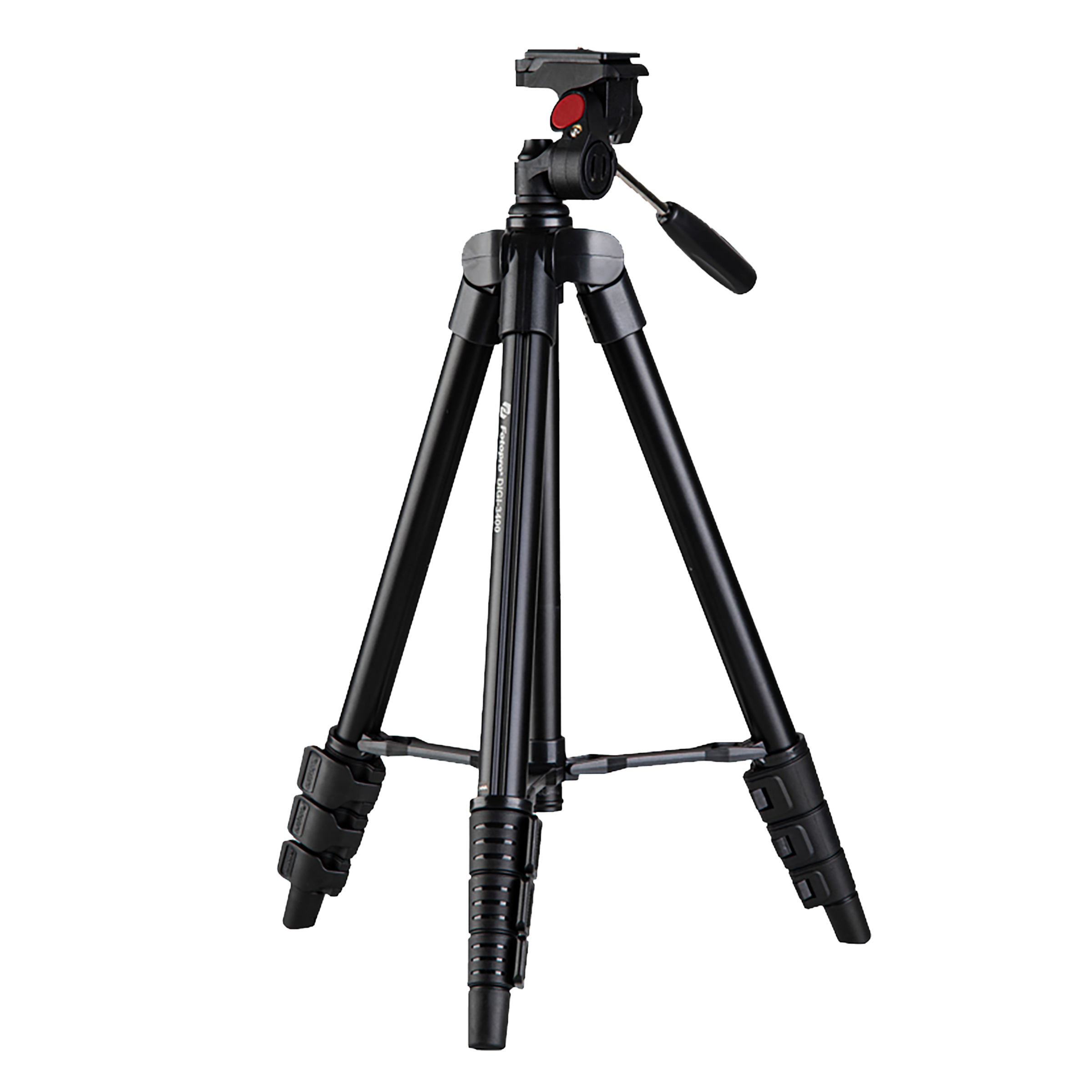 FotoPro DIGI-3400 121cm Adjustable Tripod for Mobile and Camera (3 Way Head with Adjustable Pan, Black)