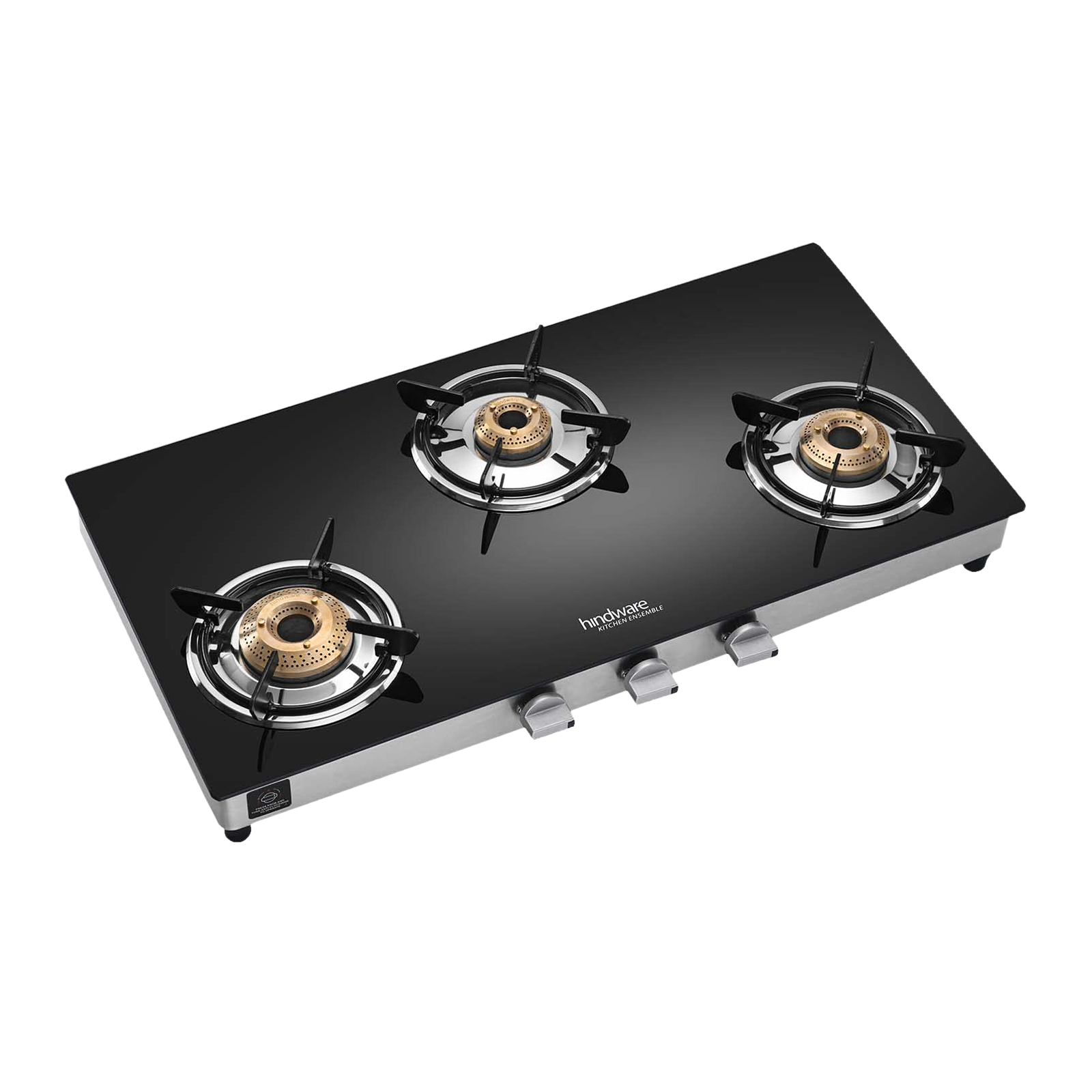Hindware ARMO Plus 3 Burner Toughened Glass Gas Stove (Scratch Resistant, CT100211, Black)_1