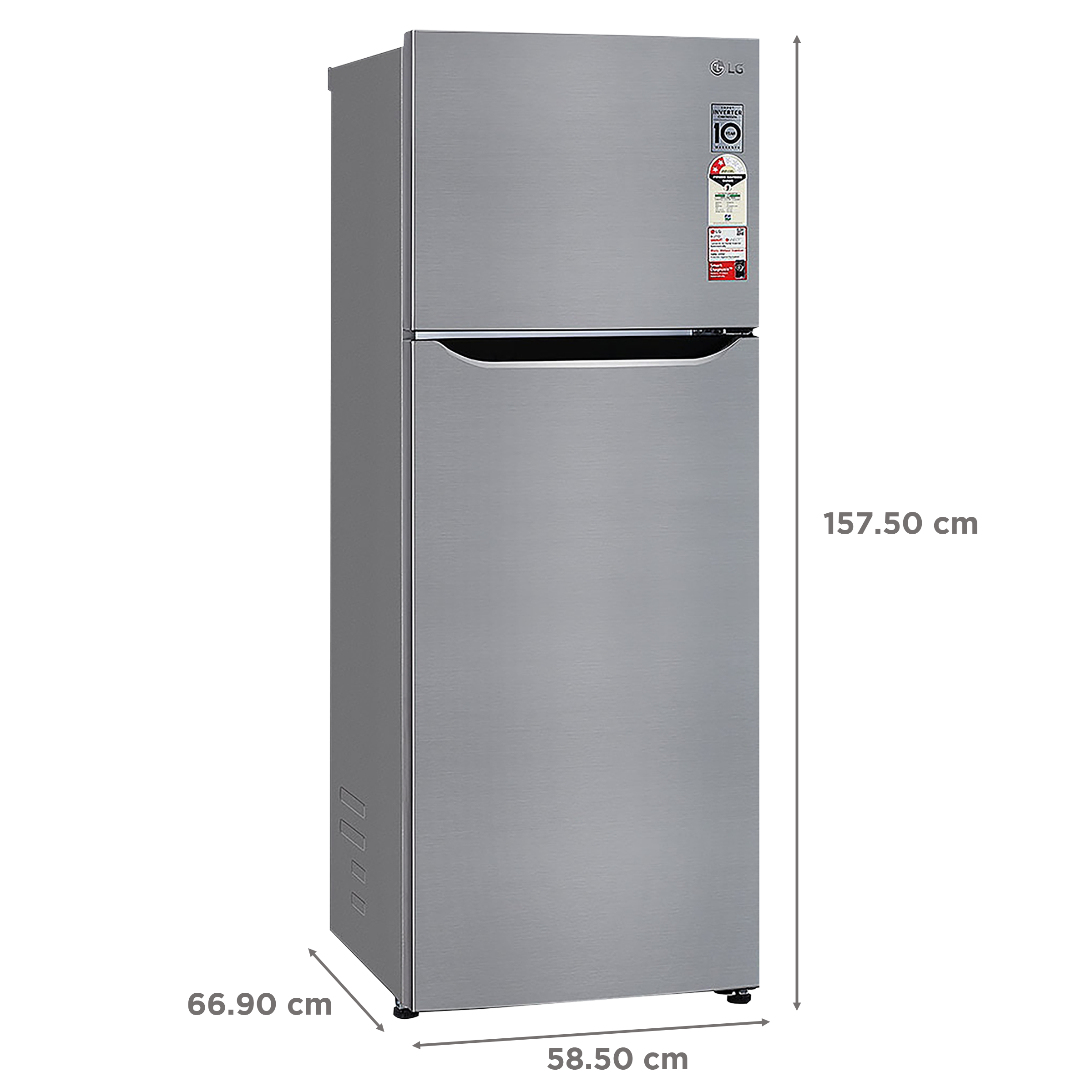LG 284 Litres 2 Star Frost Free Double Door Convertible Refrigerator with Multi Air Flow System (GL-S302SPZY, Shiny Steel)_3