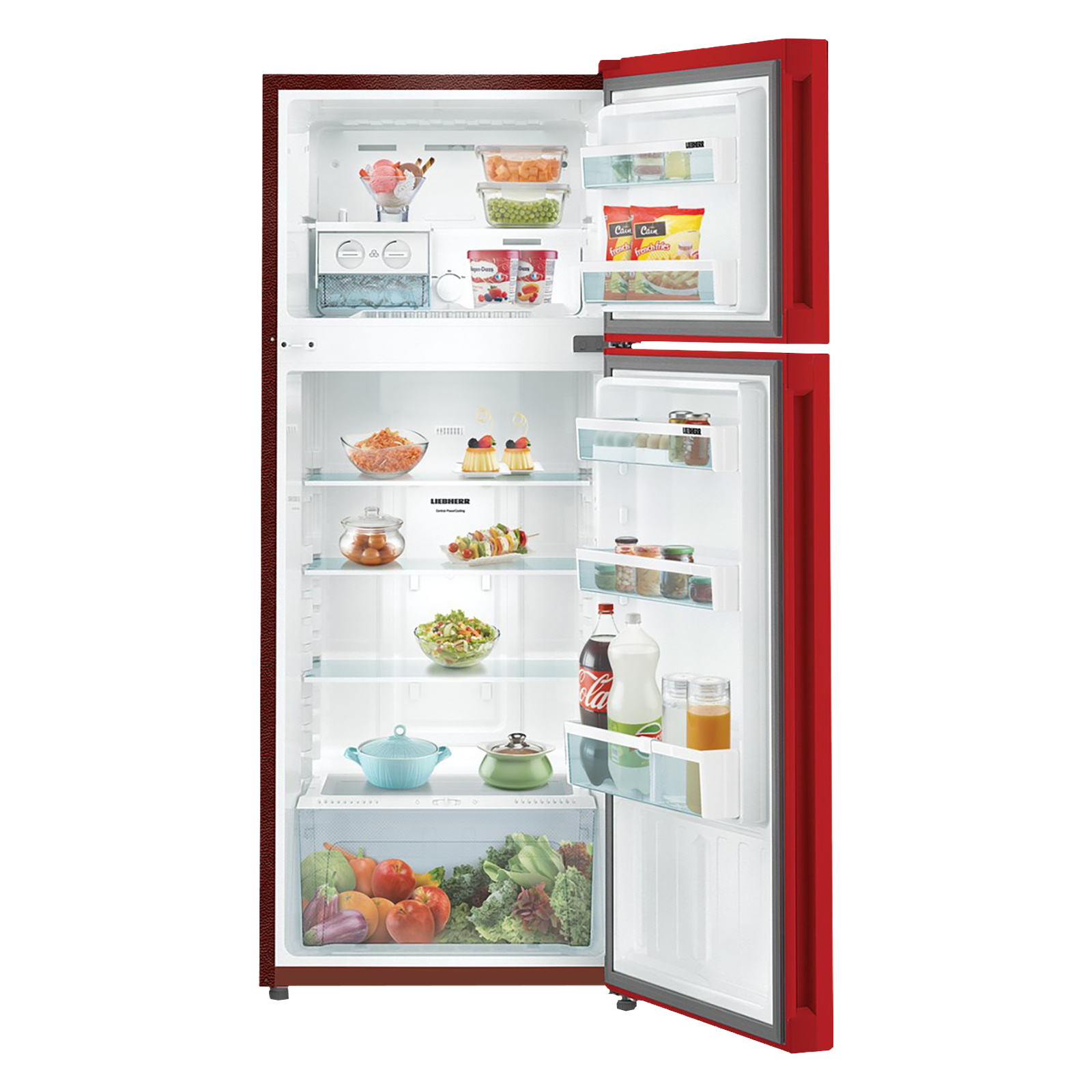 Liebherr 265 Litres 2 Star Frost Free Double Door Refrigerator with Multi Air Flow System (TCRF 2610, Red Floral)_4