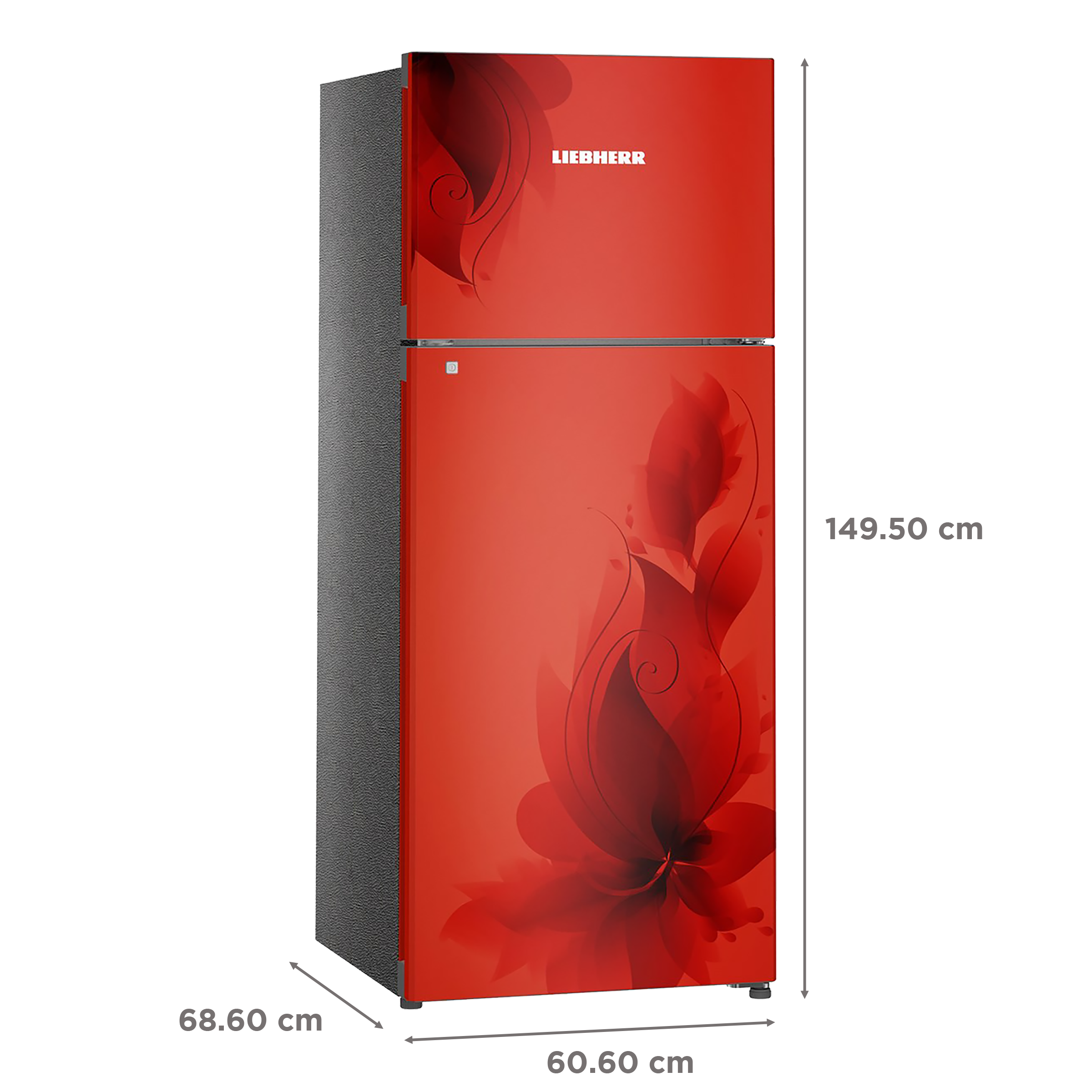 Liebherr 265 Litres 2 Star Frost Free Double Door Refrigerator with Multi Air Flow System (TCRF 2610, Red Floral)_3