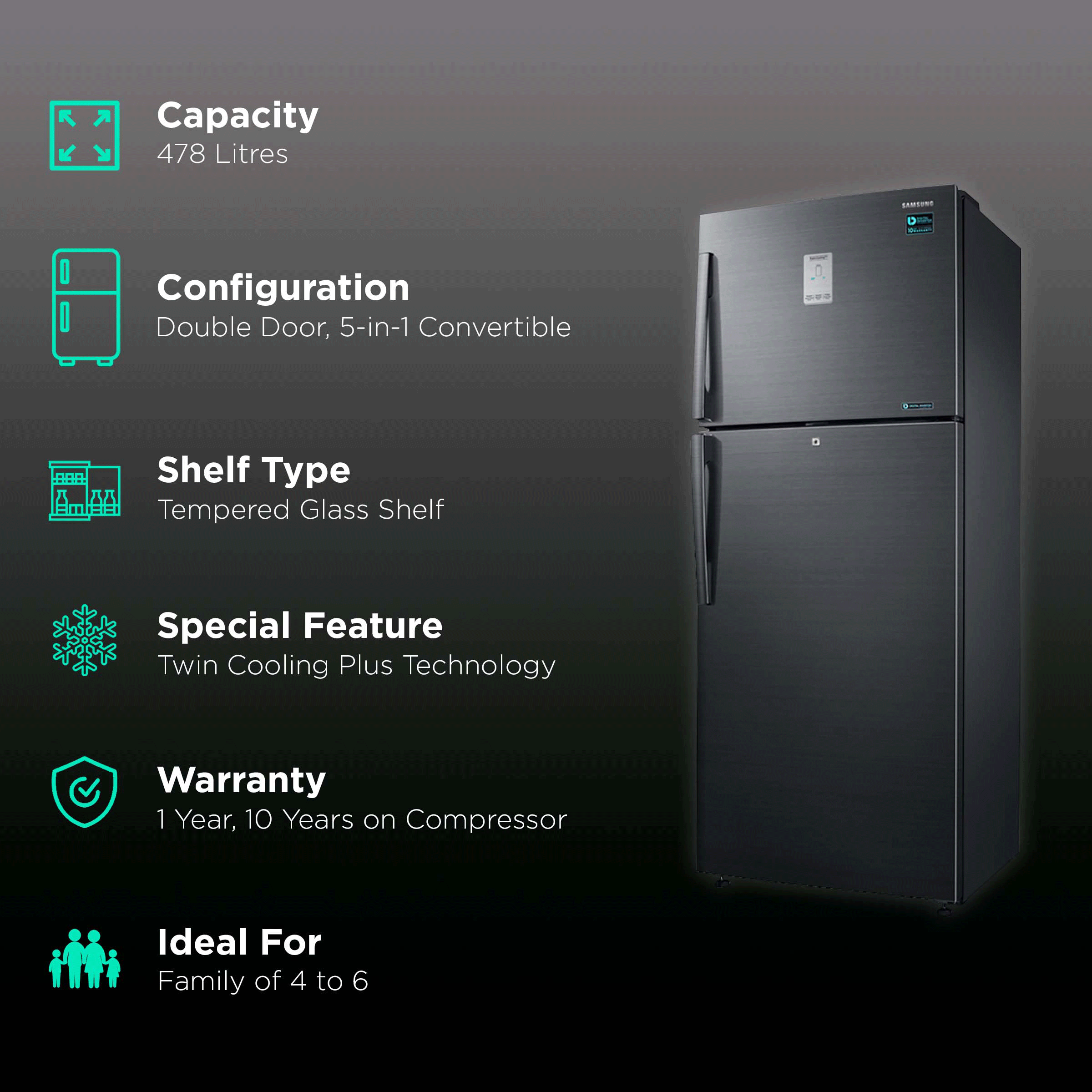 samsung 478 litre refrigerator