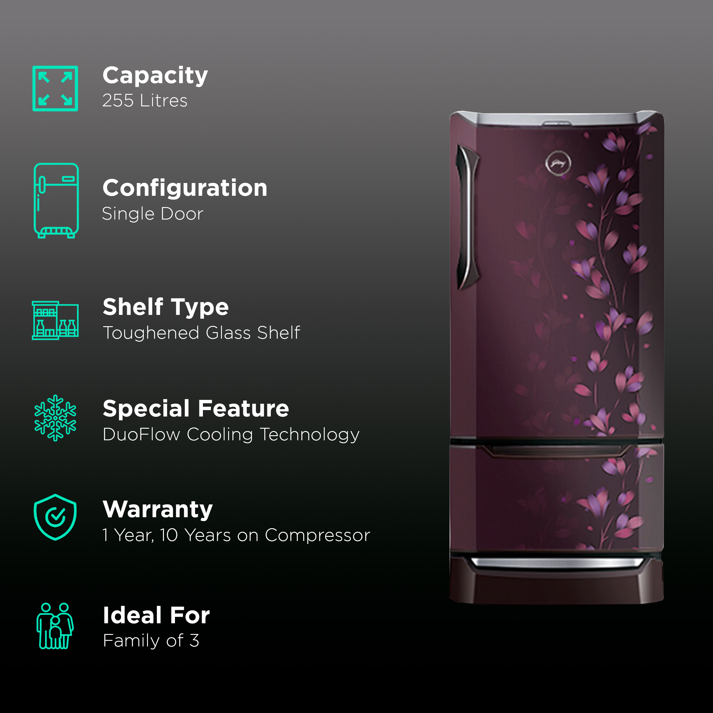 godrej 255 ltr refrigerator