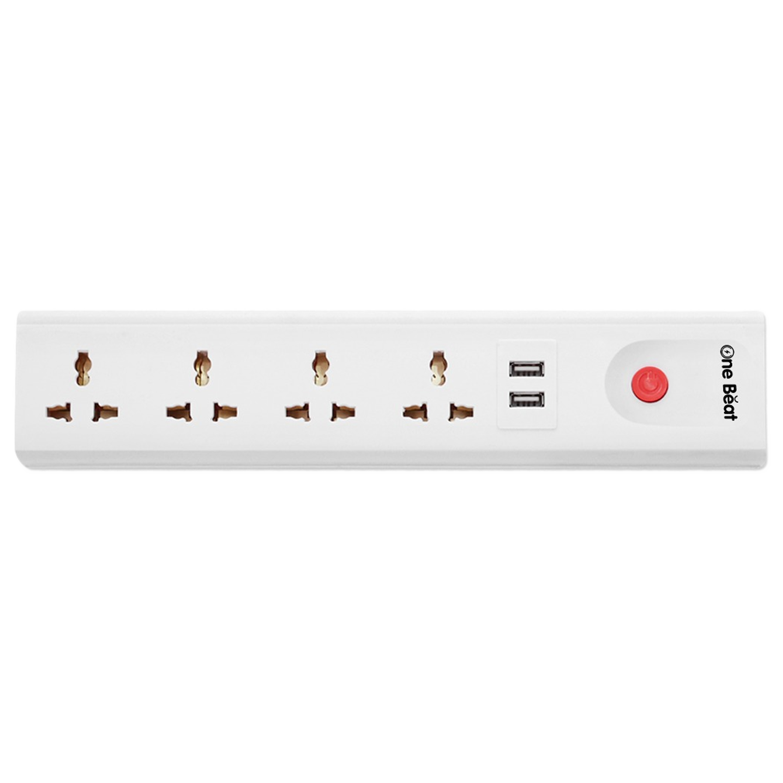 One Beat Spark 4 Plus 10 Amps 4 Sockets Extension Board (2 Meters, Short Circuit Protection, OB-20422-U, White)