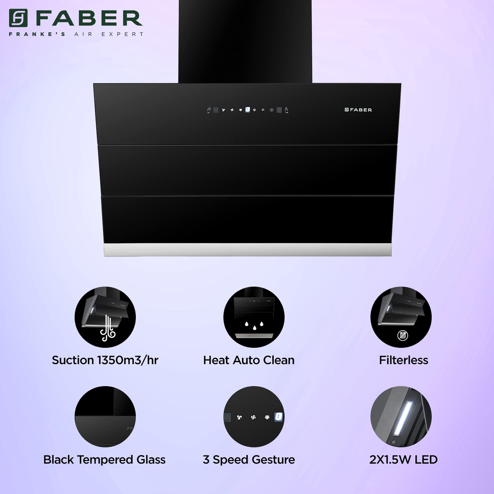 Faber Hood Zenith SC 1350m³/hr 75cm Filterless Chimney (Auto Clean Technology, 330.0665.830, Black)_4