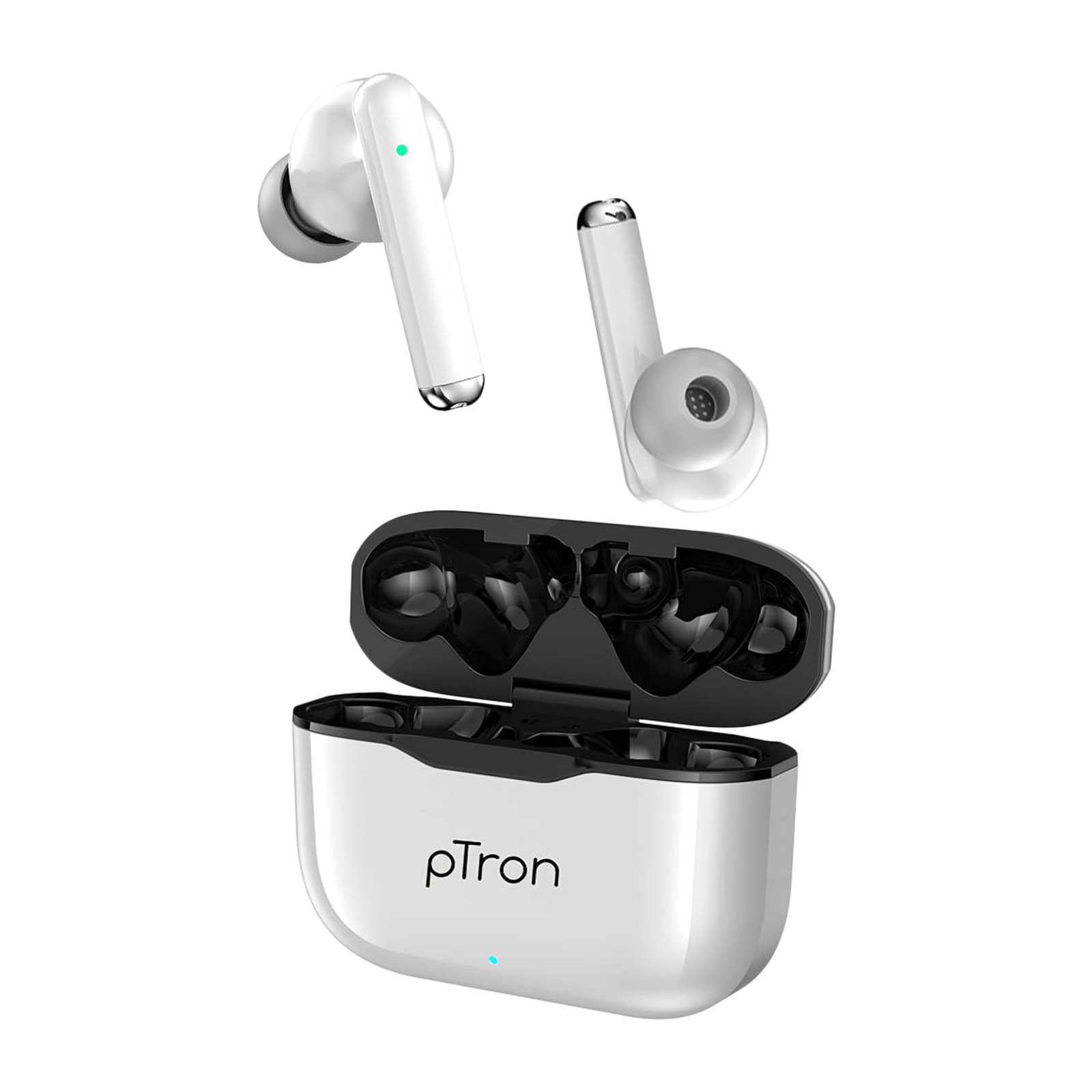 pTron Bassbuds Pixel In-Ear Truly Wireless Earbuds with Mic (Bluetooth 5.1, Passive Noise Cancellation, White)
