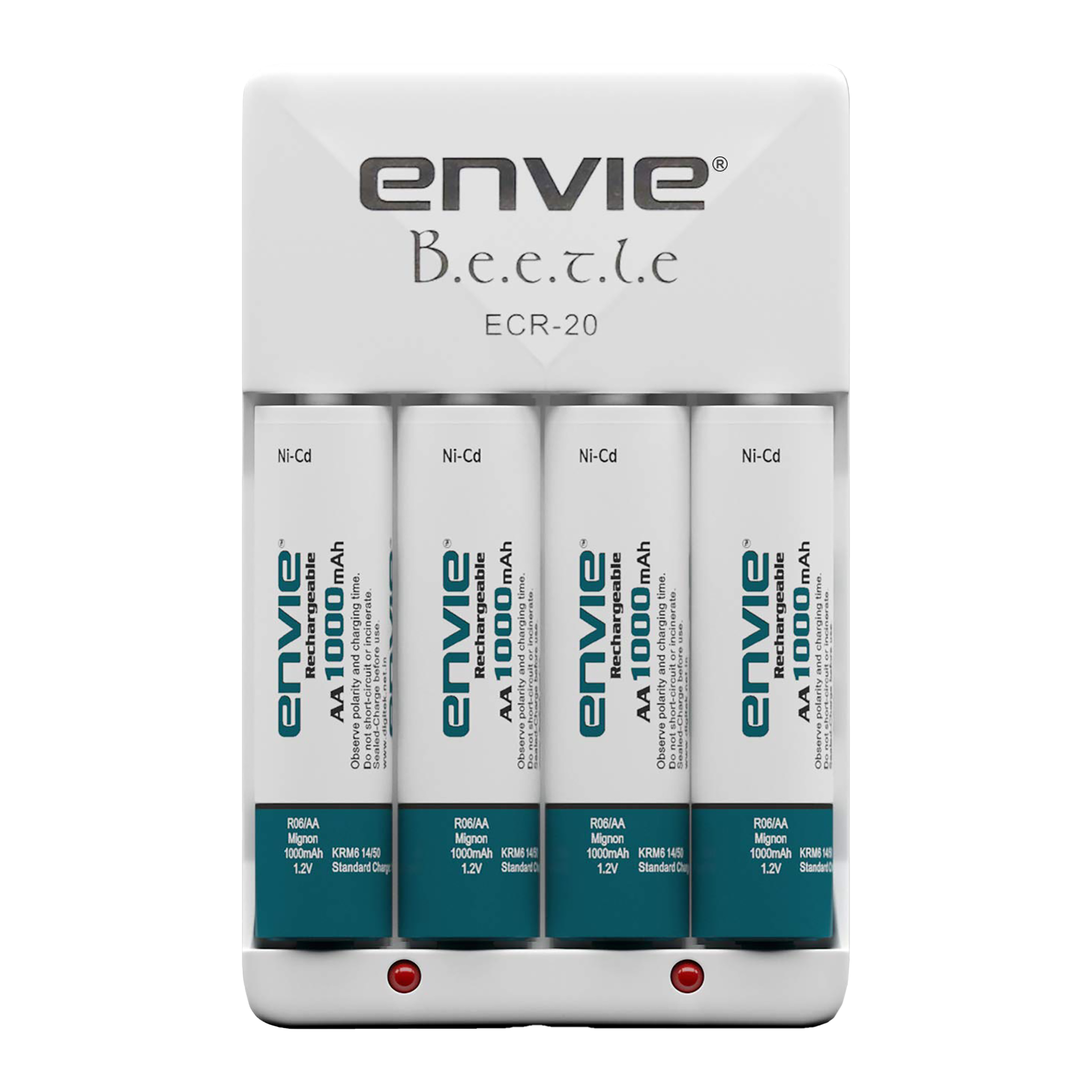 envie Beetle ECR-20 Camera Battery Charger Combo for (4-Ports, Short Circuit Protection)