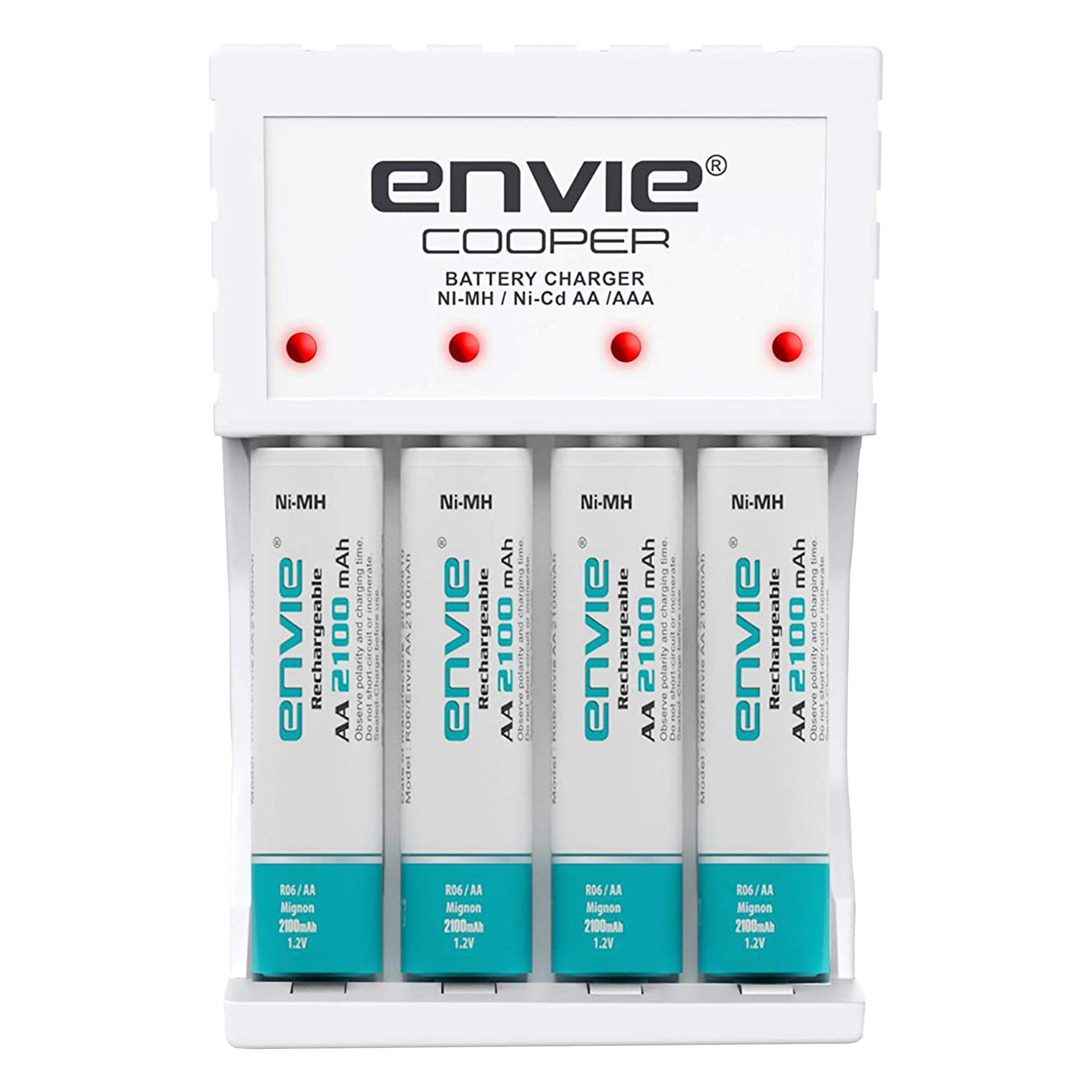envie Cooper ECR-20 MC Camera Battery Charger Combo for AA2100 (4-Ports, Short Circuit Protection)