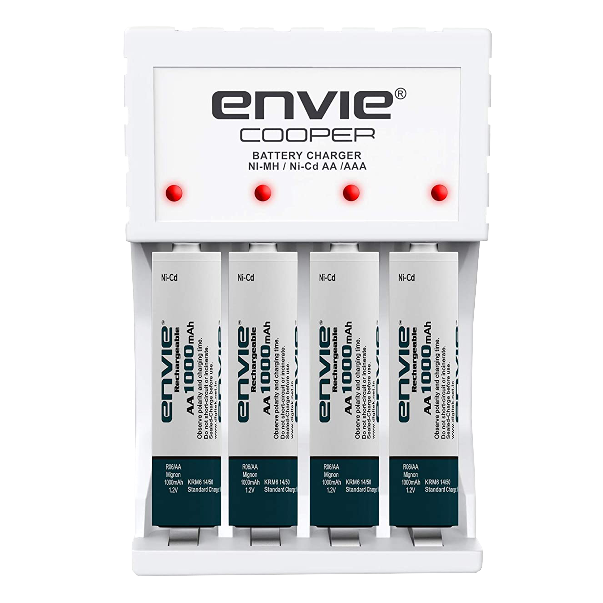 envie Cooper ECR-20 MC Camera Battery Charger Combo for AA1000 (4-Ports, Short Circuit Protection)