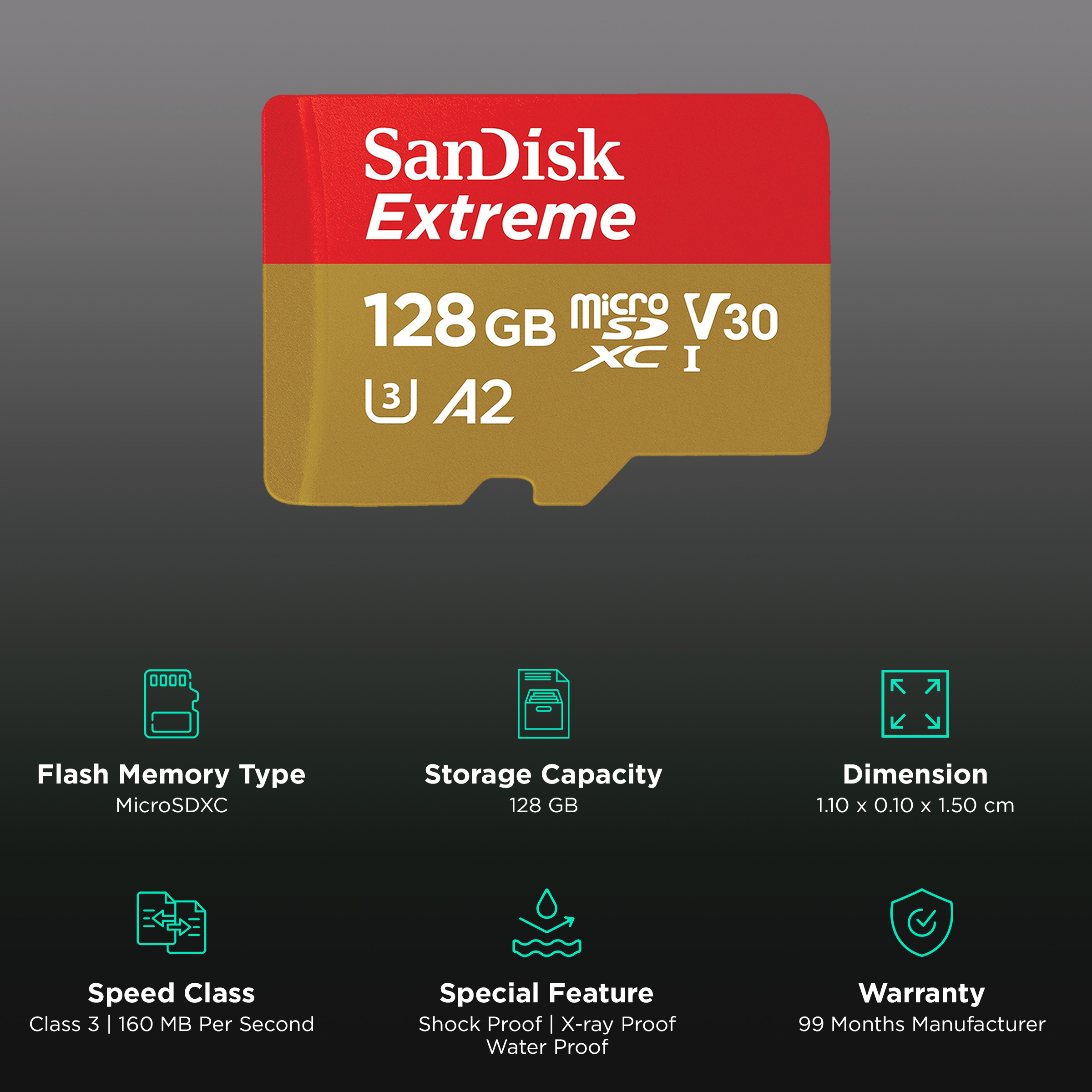 SANDISK Extreme SDHC Video 128 Go 70/150 Mo/s V30 U3 SANDISK Pas Cher 