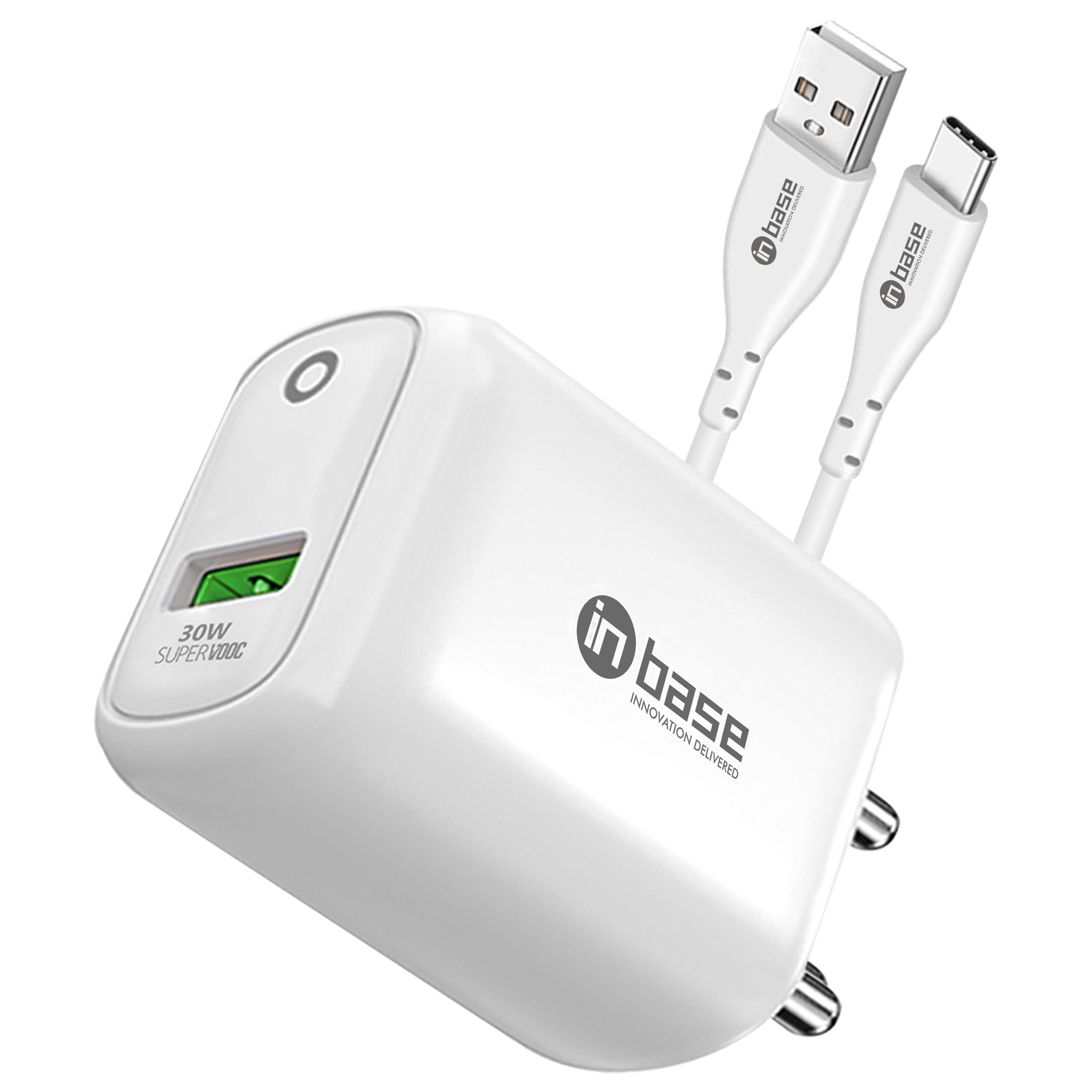 Inbase Ether SV301 30W Type A SUPERVOOC Charger (Type A to Type C Cable, Qualcomm Quick Charge, White)_1