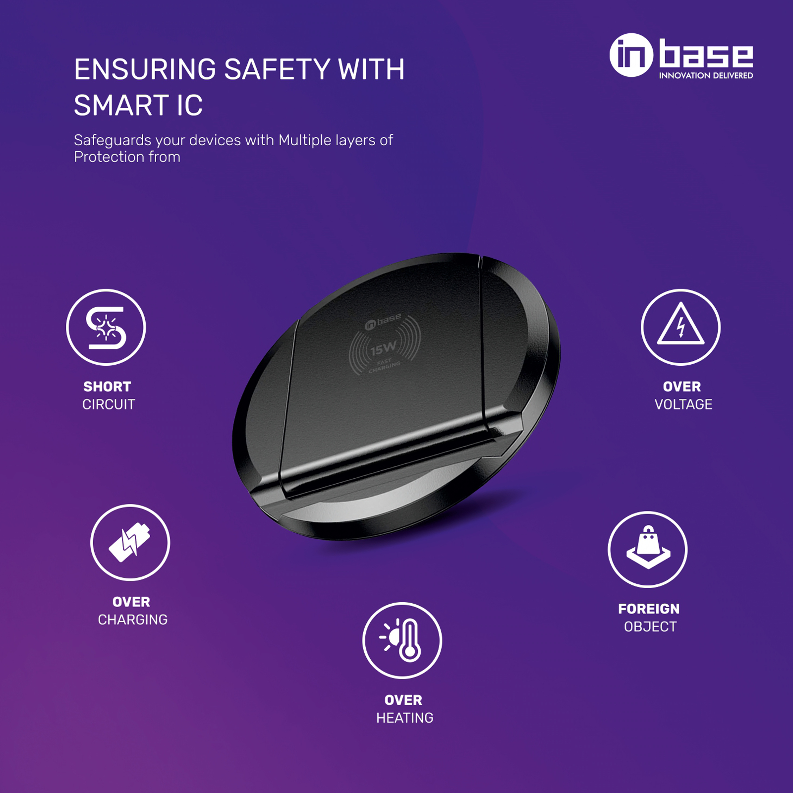 Inbase Ether WL151 15 Watts Wireless Charging Stand for Samsung, Honor, Xiaomi, iPhone 12, 12 Pro, 12 Pro Max, 11, 11 Pro, X, XS (Qi Certified, Over Charging Protection, Black)_2