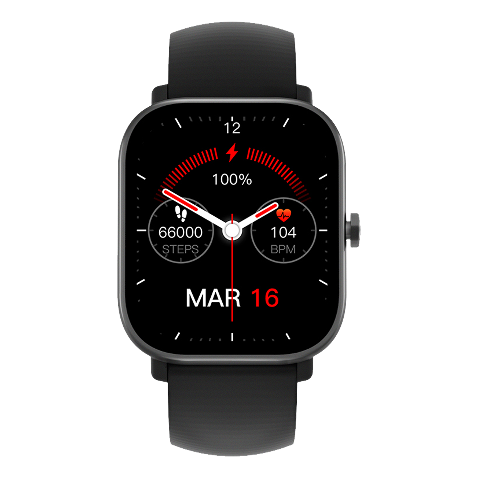 in base Urban Lite X Smartwatch with Activity Tracker (40.64mm IPS LCD Display, IPX68 Water Resistant, Black Strap)