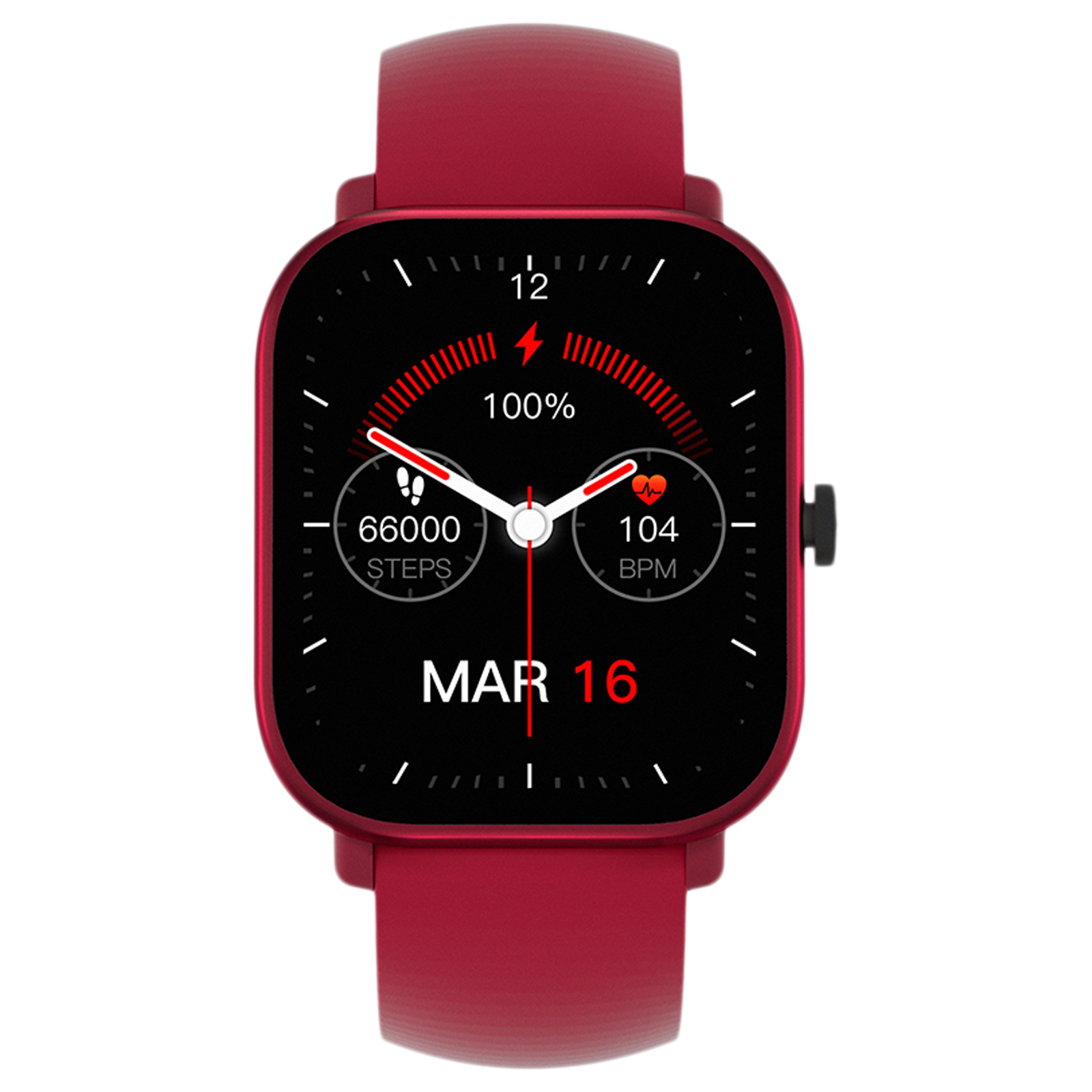 in base Urban Lite X Smartwatch with Activity Tracker (40.64mm IPS LCD Display, IPX68 Water Resistant, Red Strap)