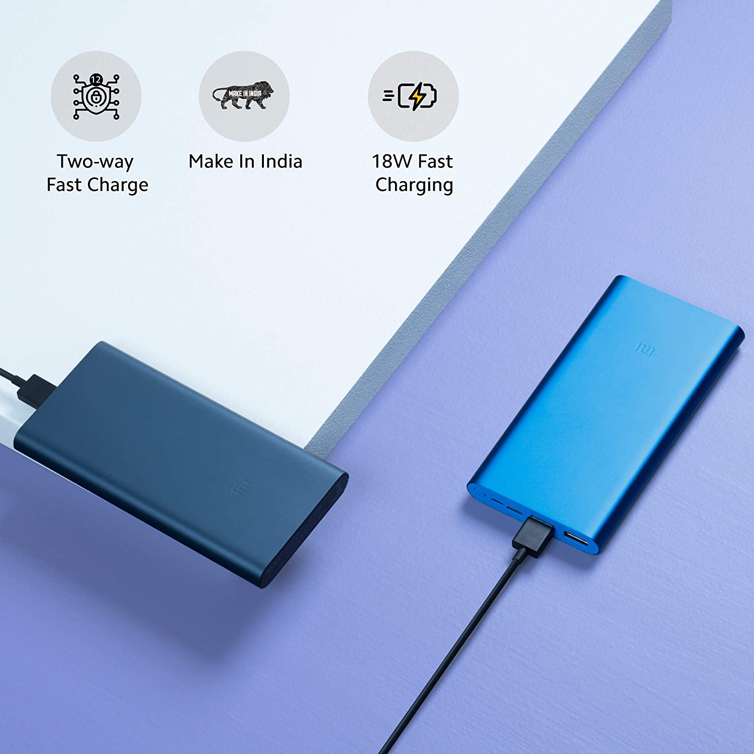 Buy Mi 10000 mAh 18W Fast Charging Power Bank (1 Micro USB Type B, 1 Type C  & 2 Type A Ports, Aluminium Casing, Two Way Fast Charging, Black) Online -  Croma