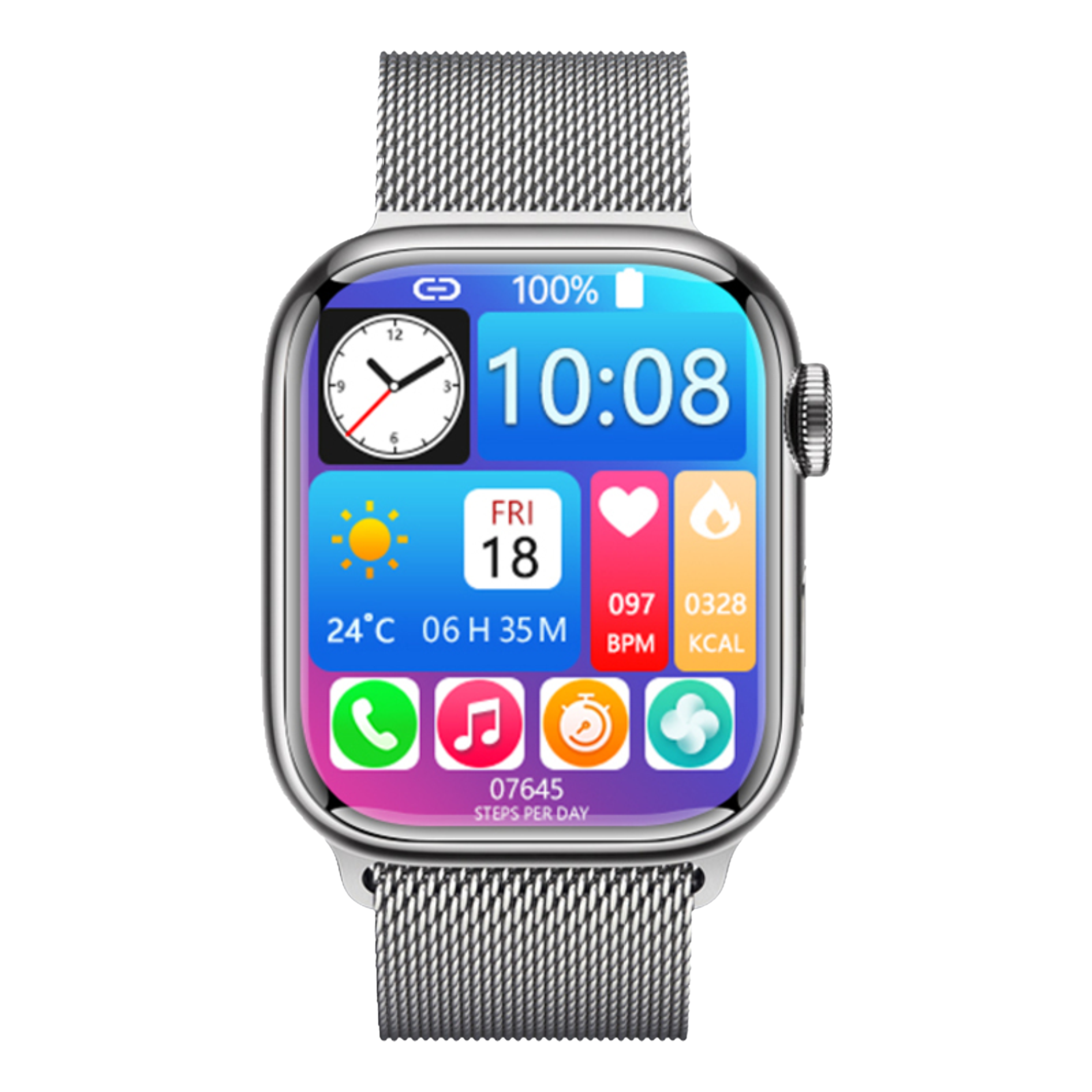 I KALL W4 Smartwatch with Bluetooth Calling (43.68mm HD Display, IP68 Water Resistant, Silver Strap)_1