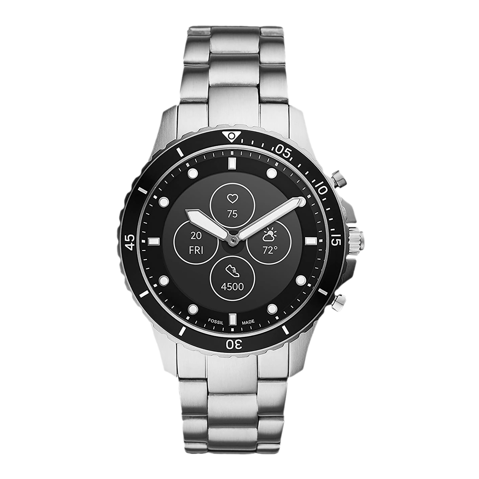 

Fossil Hybrid HR FB-01 Smartwatch with Activity Tracker (44.45mm E-ink Display, 3ATM Water Resistant, Silver Strap)