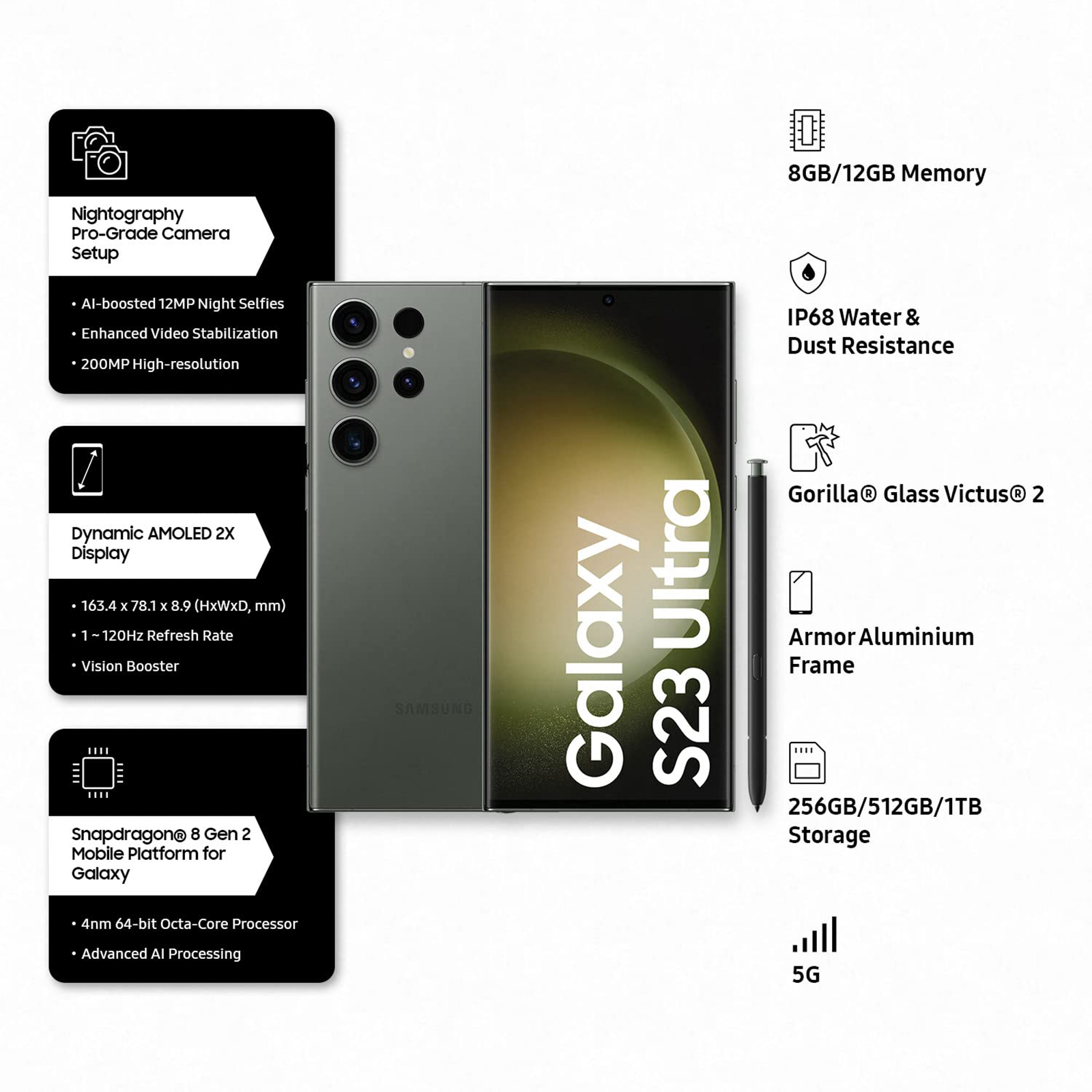  SAMSUNG Galaxy S23 Ultra 5G S9180 Dual 512GB 12GB RAM