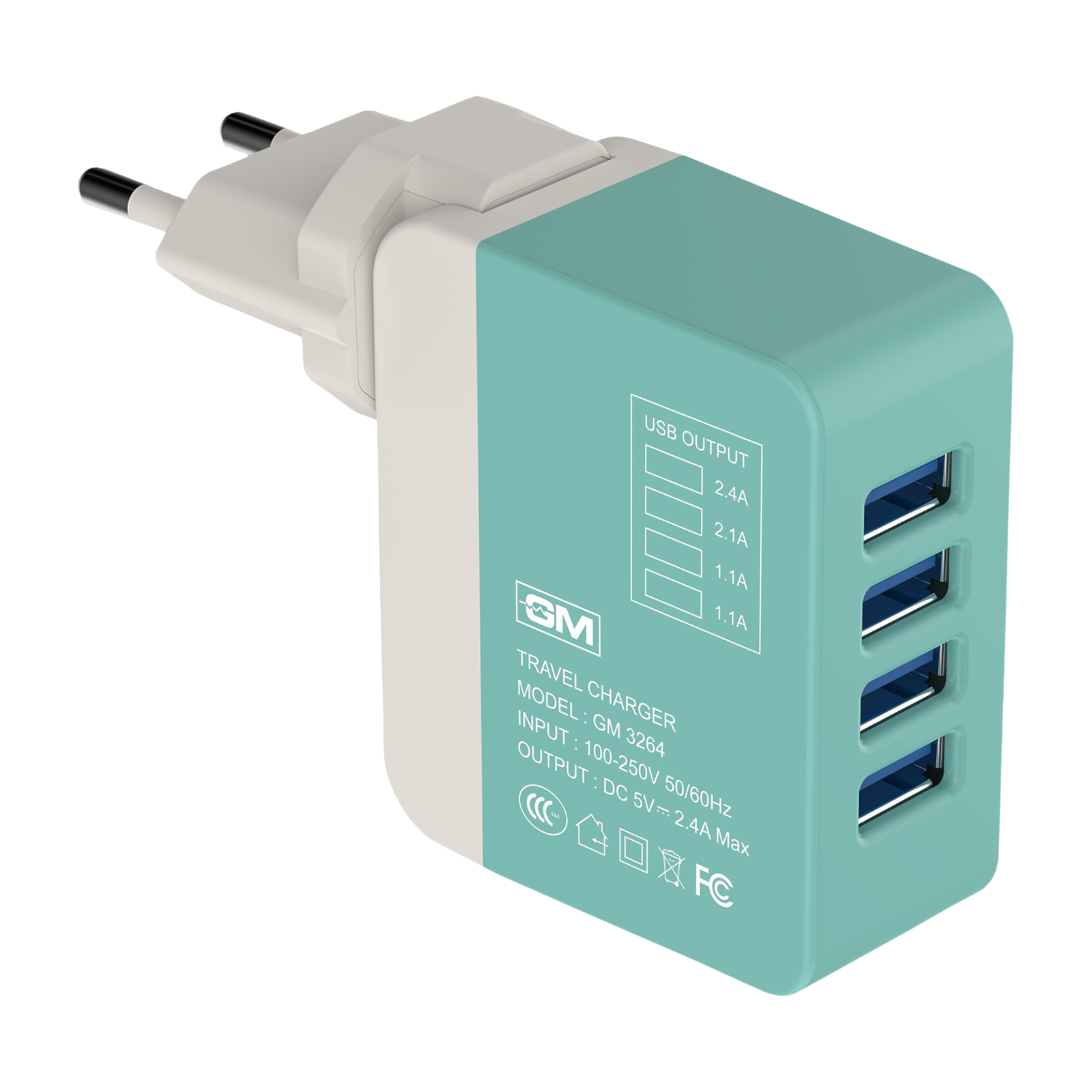 Buy GM Cuba 12W Type A 4-Port Charger (Adapter Only, Lightweight ...