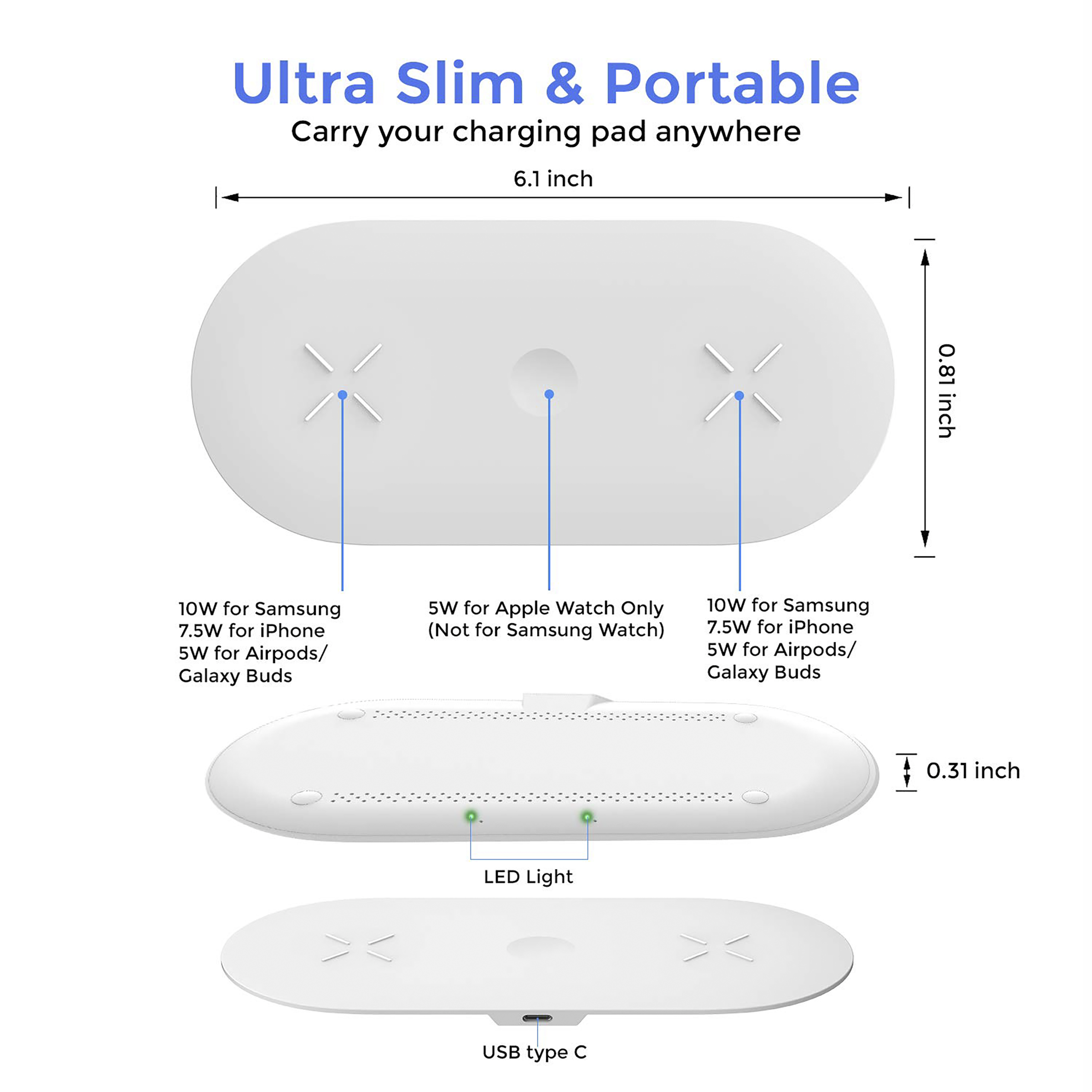 Buy UNIGEN UNIDOCK 350 23W 3-in-1 Wireless Charger for iOS, Android, Smart  Watch and TWS Earbuds (Qi Certified, Foldable Design, White) Online - Croma