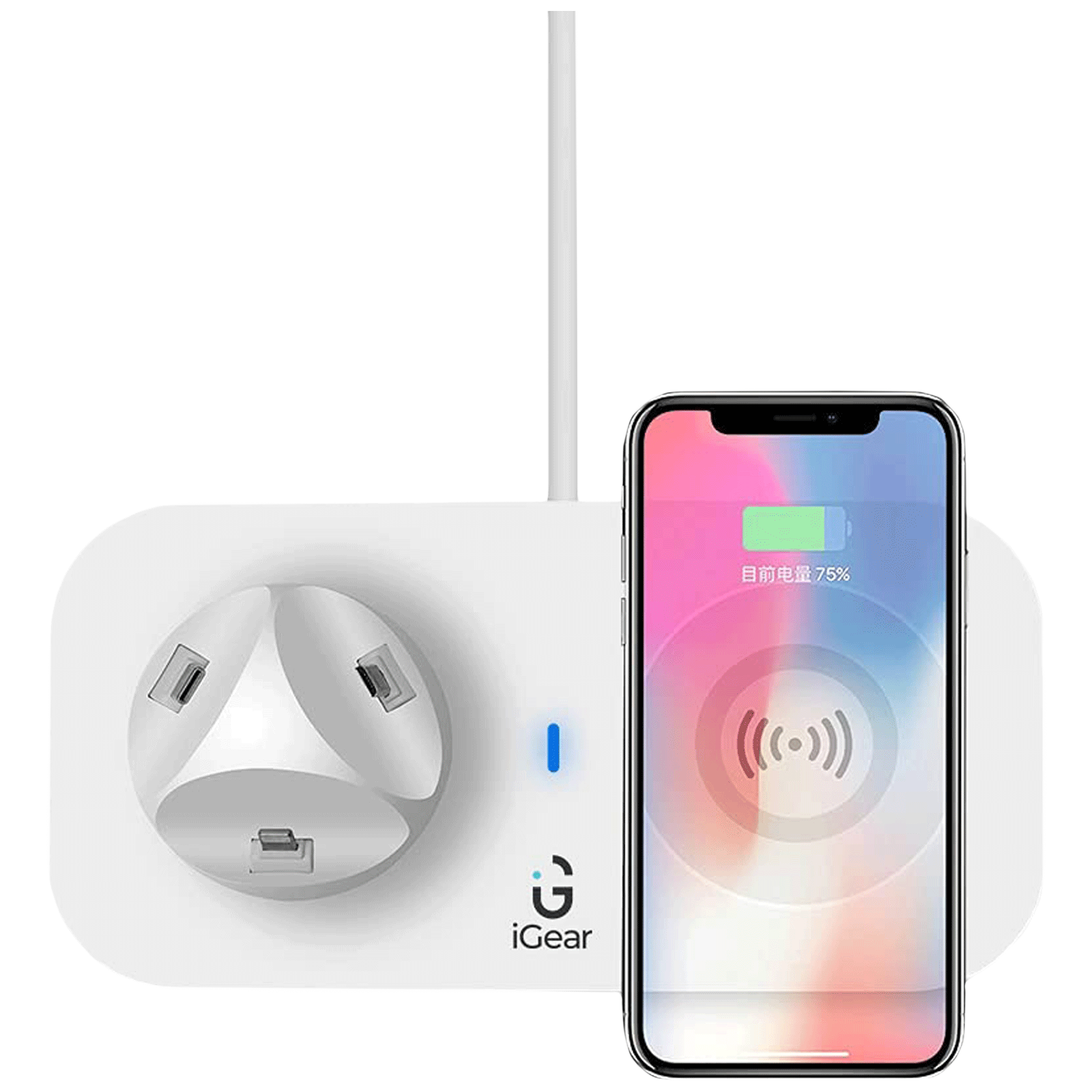 Buy iGear DockMe 5W 3-in-1 Wireless Charging Dock for iOS, Android, Earbuds  (5V Rotating Dock, White) Online – Croma