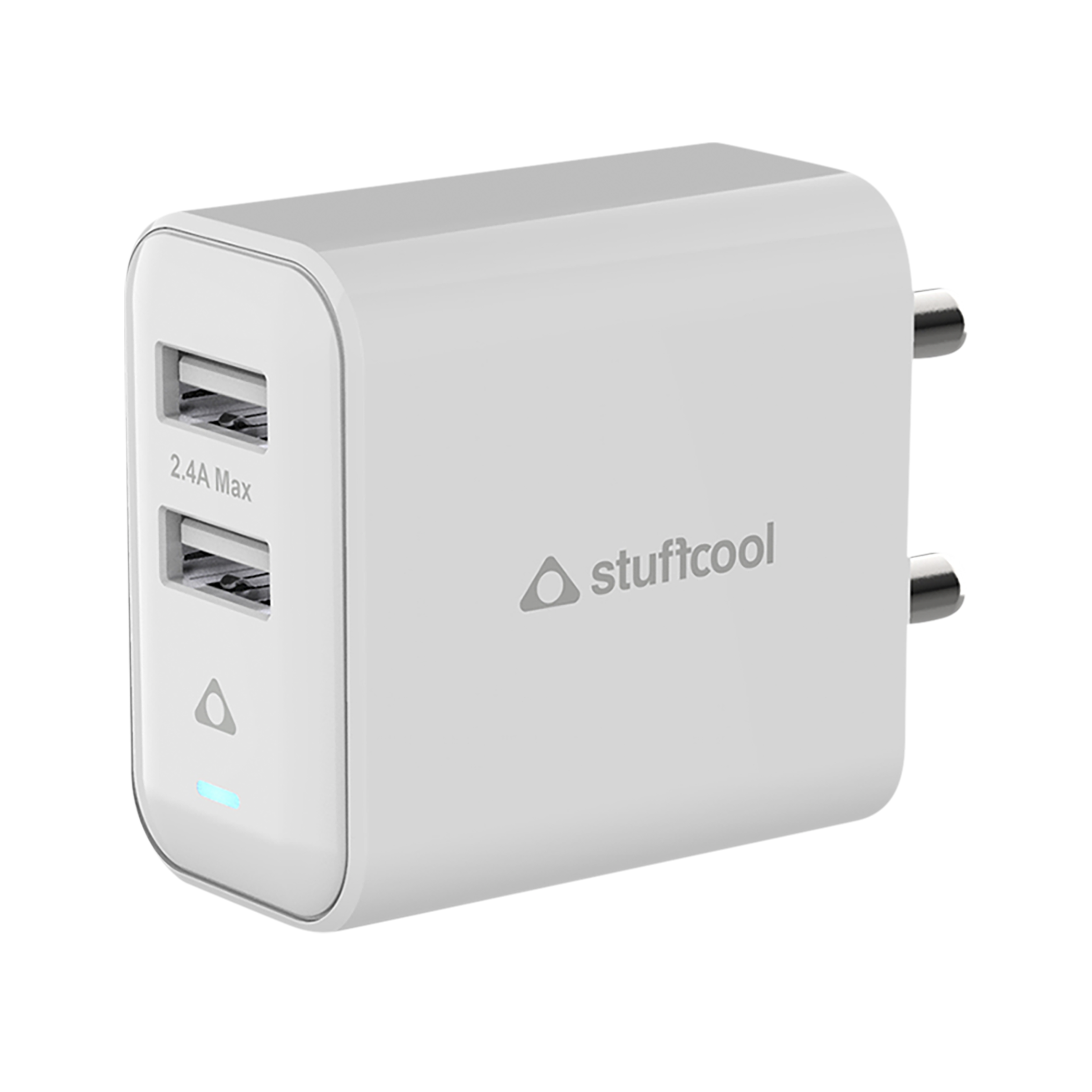 Stuffcool Flow 12W Type A 2-Port Charger (Adapter Only, Over Temperature Protection, White)