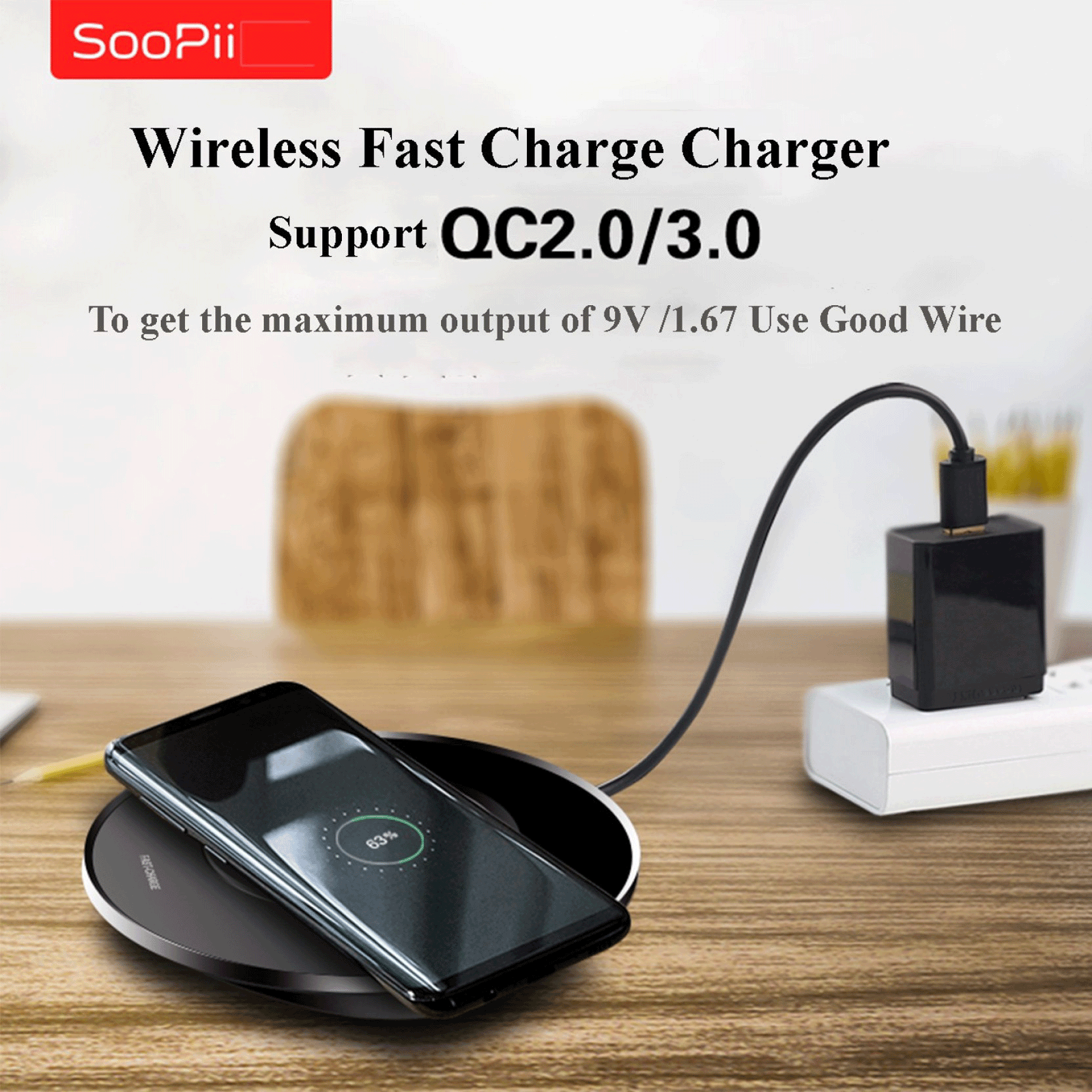 Buy Soopii 10W Wireless Charger for iPhone 11, 11 Pro, 11 Pro Max, XS Max,  XS, XR, X, 8, 8 Plus/SAMSUNG Note 10, 10 Plus, S10, S10 Plus, S10E, Note 9,  S9