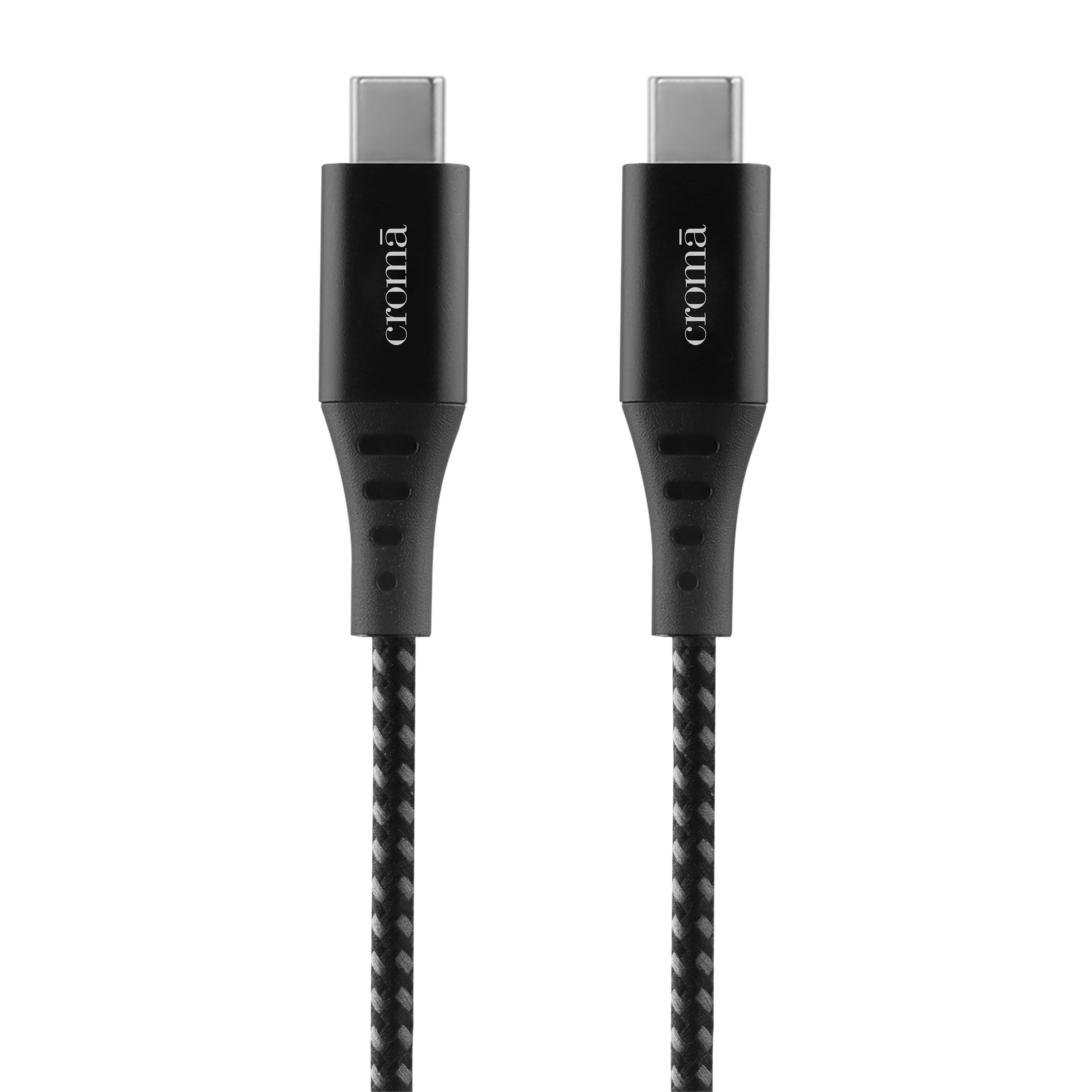 Croma Type C to Type C 3.3 Feet (1M) Cable (Nylon Braided, Grey)_3