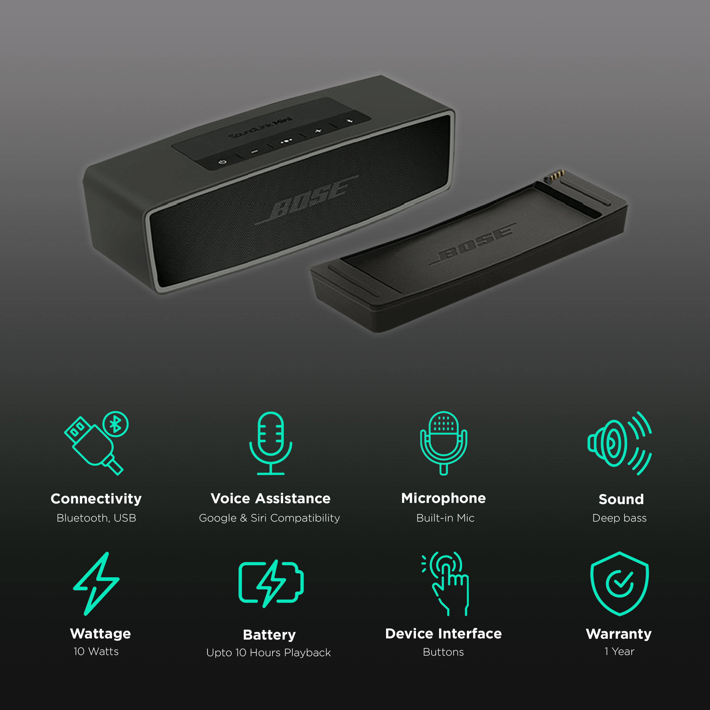 Buy Bose SoundLink Mini II with Google  Siri Compatible Smart Speaker  (Dual Passive Radiators, Black) Online – Croma