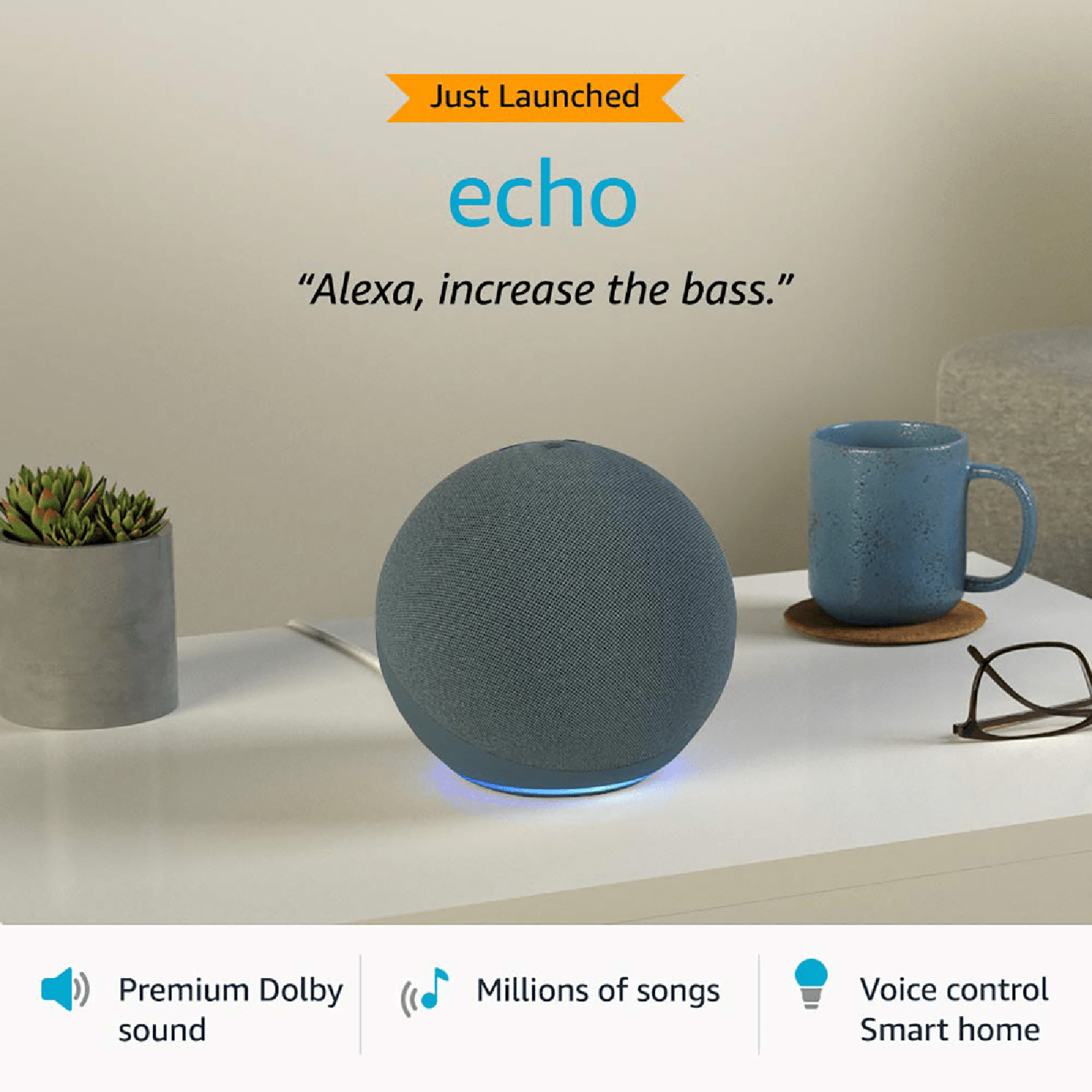 Buy  Echo Dot (4th Gen) with Built-in Alexa Smart Wi-Fi Speaker (LED  Display with Clock, White) Online – Croma