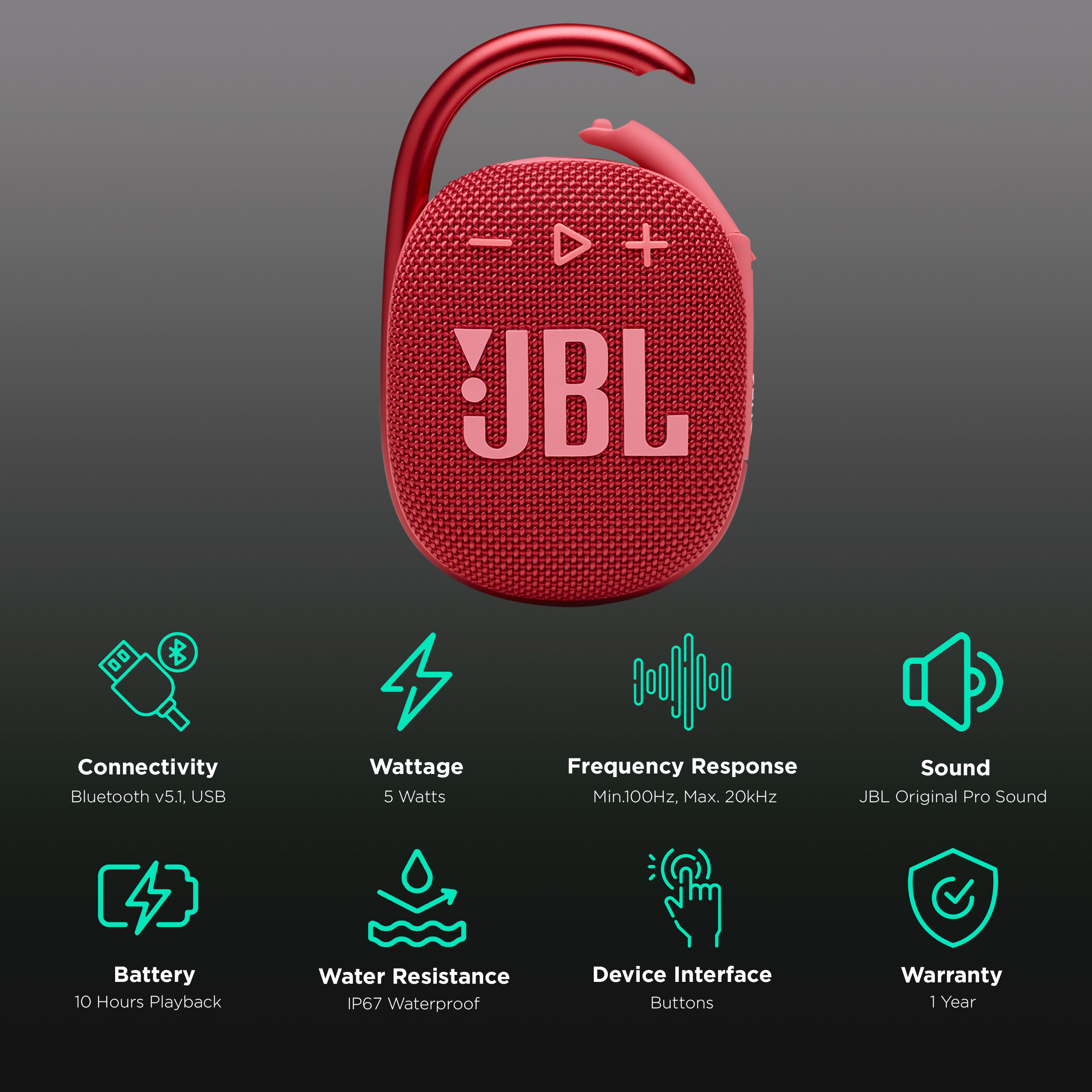 Buy JBL Clip 4 5W Portable Bluetooth Speaker (IP67 Waterproof, 10 Hours  Playtime, Black) Online – Croma