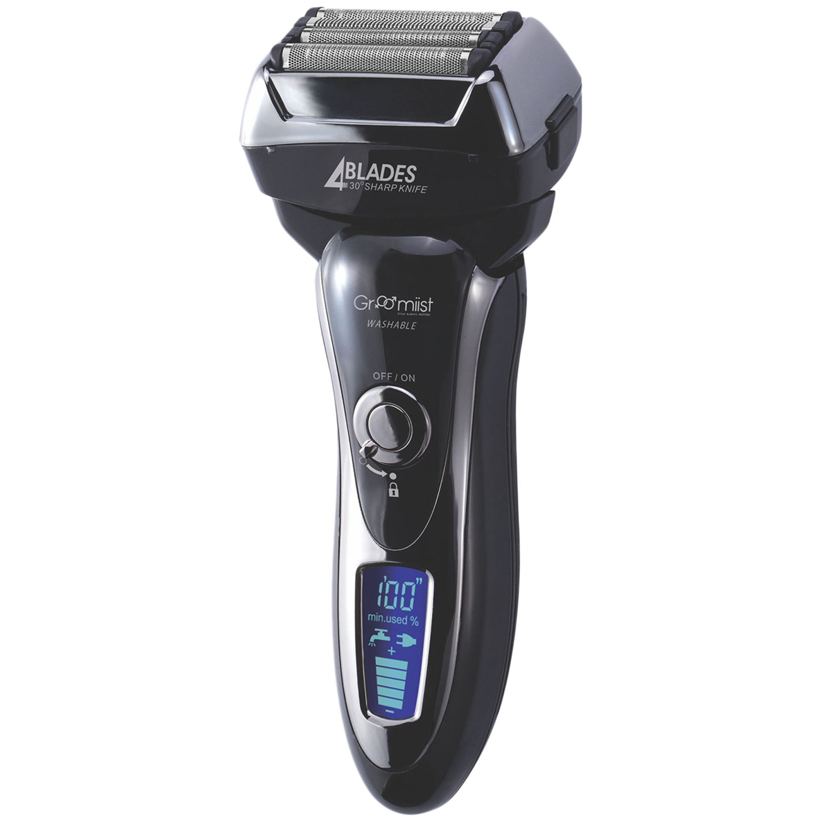 Groomiist Stainless Steel Blades Corded & Cordless Operation Wet and Dry Shaver (LCD Display, PS-33, Black and Silver)