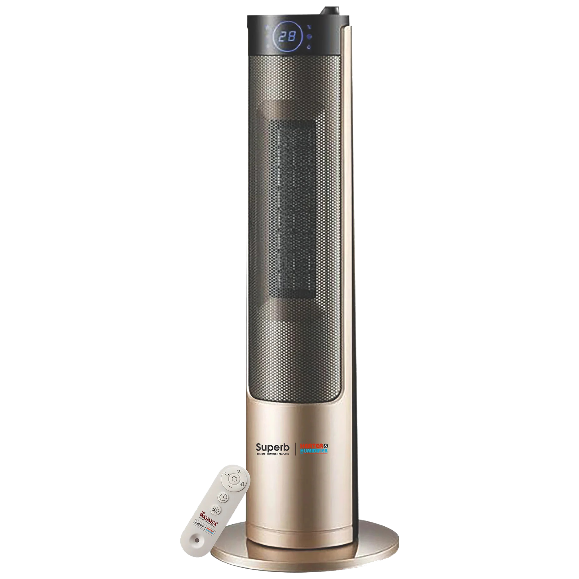 WARMEX Junior Cera H2O 2000 Watts Carbon Room Heater & Humidifier (With Remote Control, Champagne Gold)