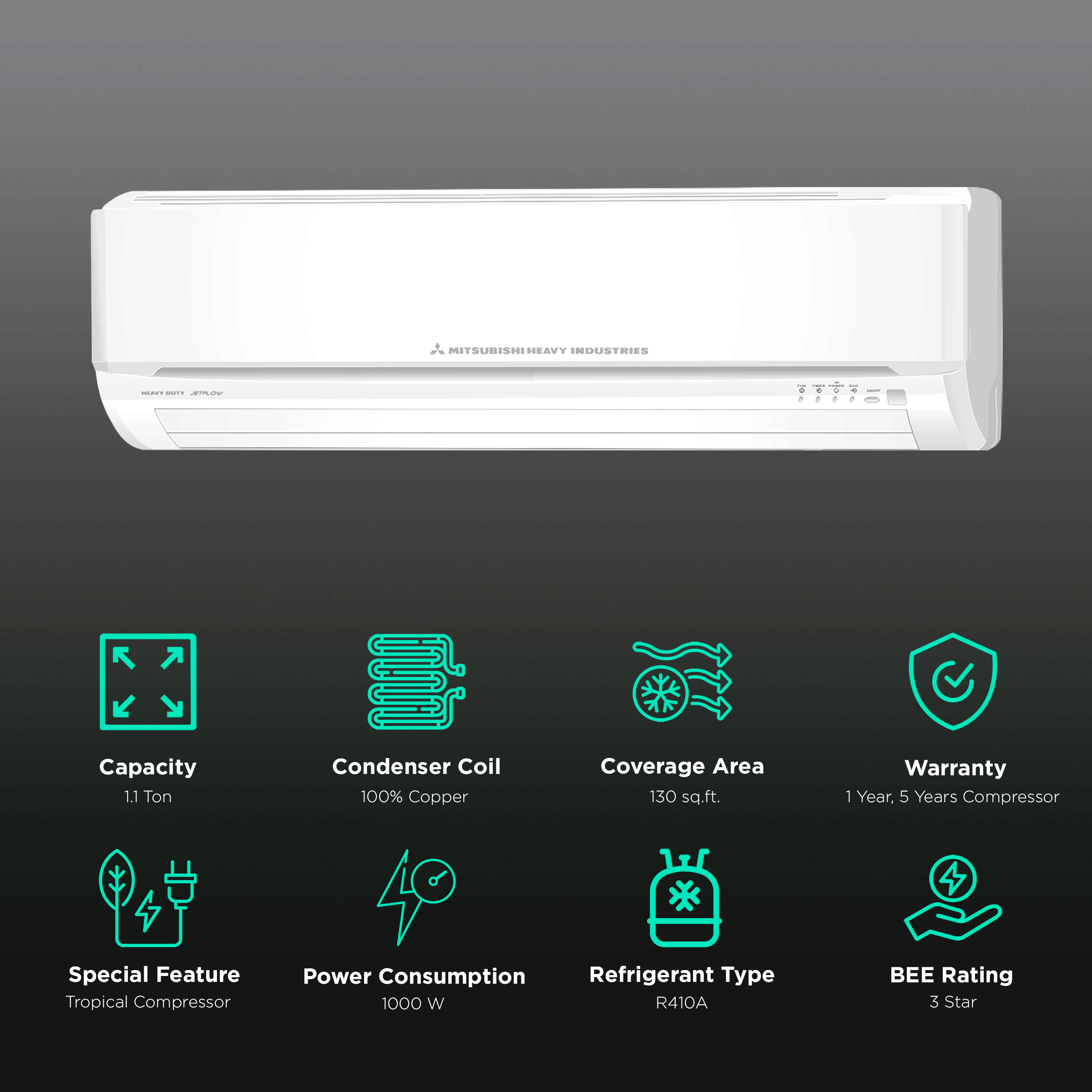 mitsubishi 1.1 ton split ac