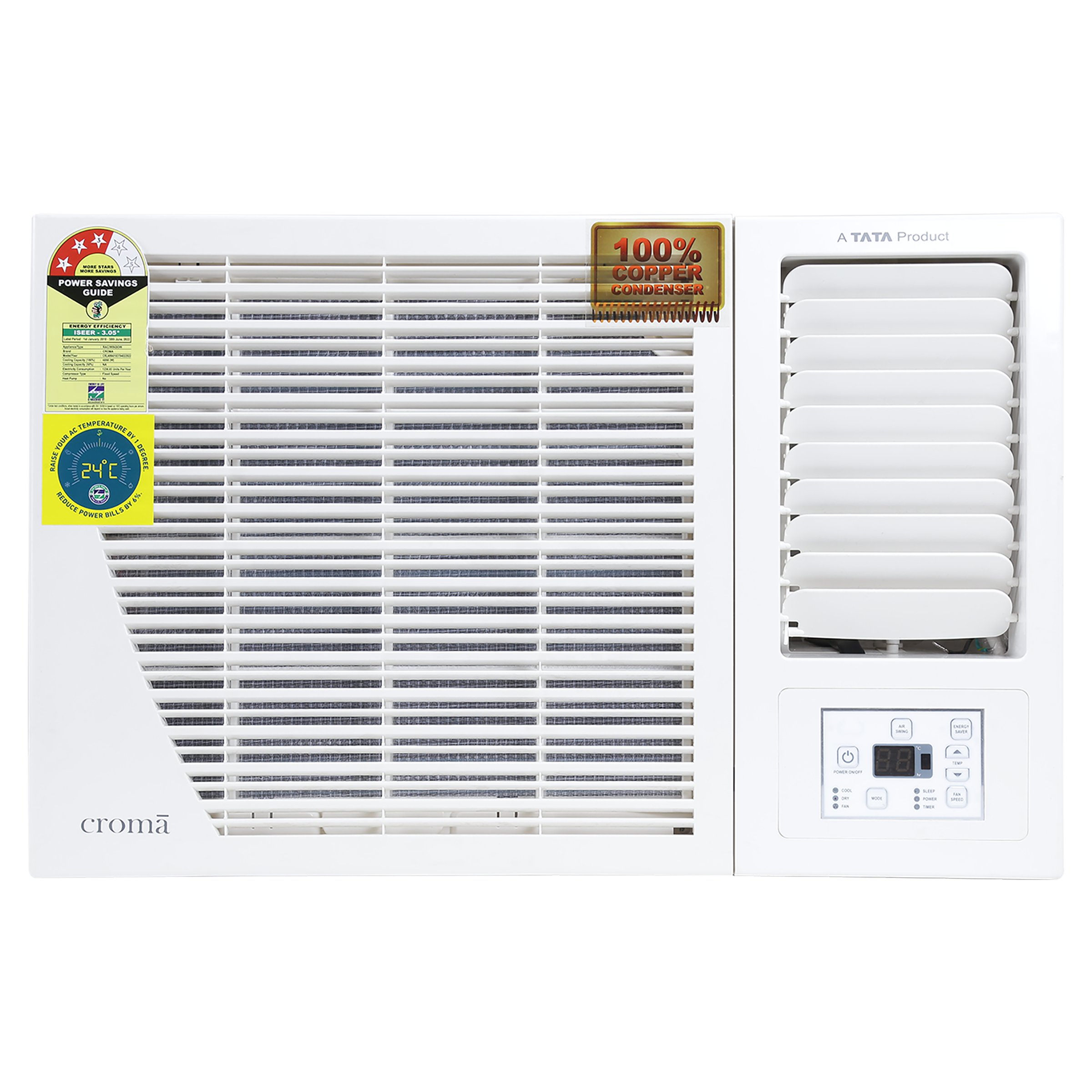 

Croma 1.5 Ton 3 Star Window AC (Copper Condenser, Dust Filter, CRLAWA0183T9402), White